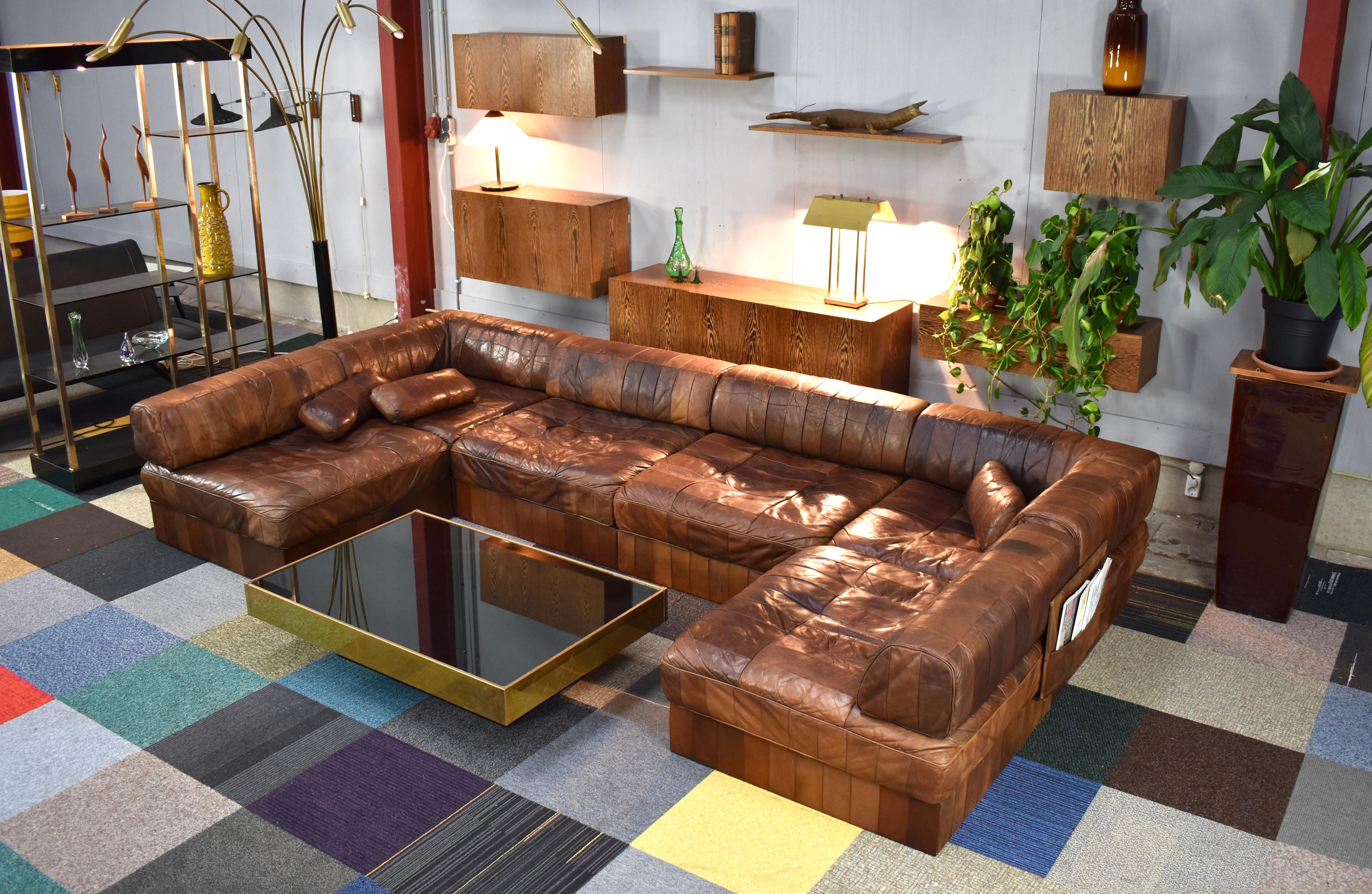 Late 20th Century De Sede DS88 Sectional Patchwork Sofa in Tan Leather, Switzerland