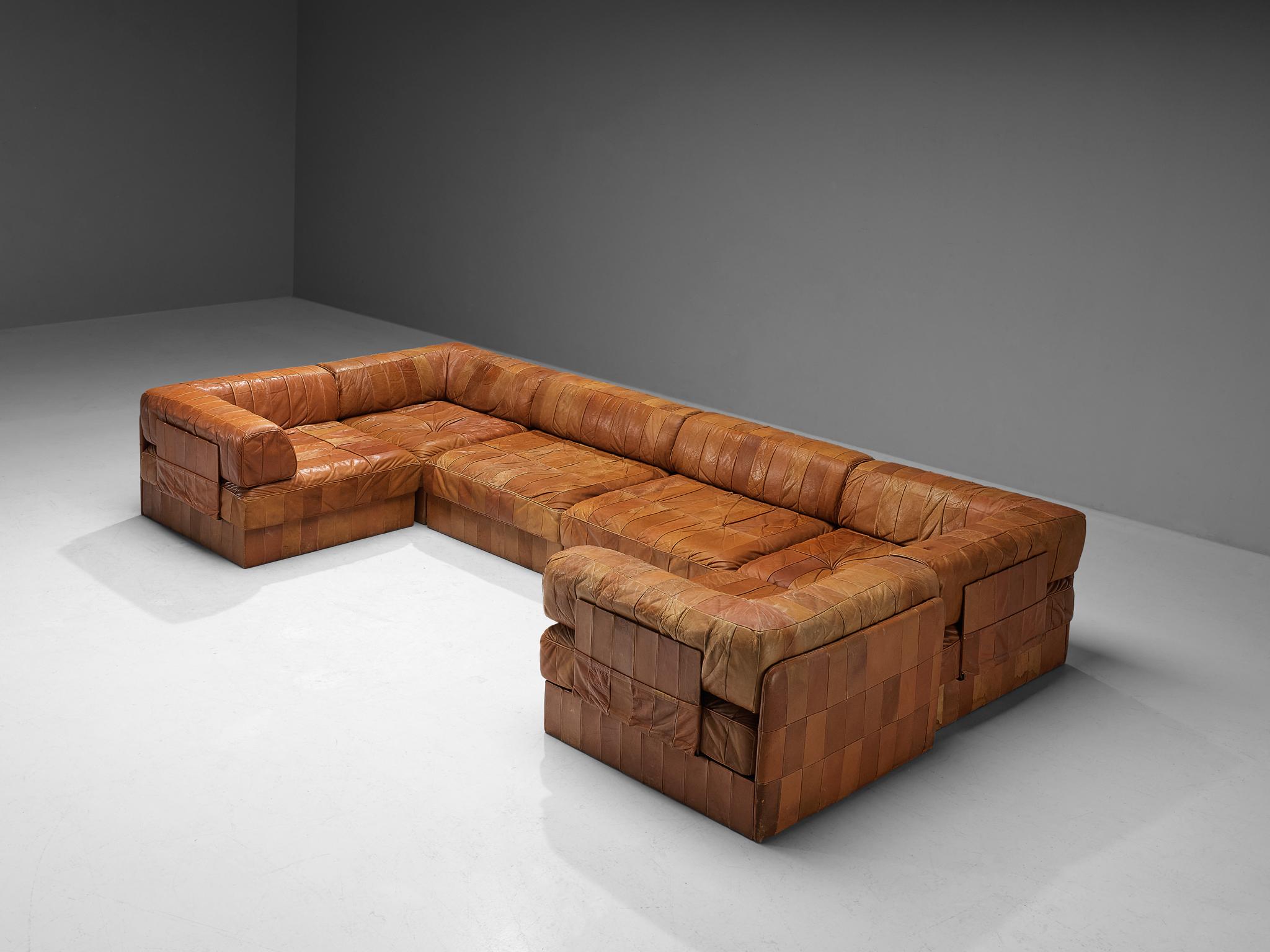Mid-Century Modern De Sede 'DS88' Sectional Sofa in Cognac Leather 