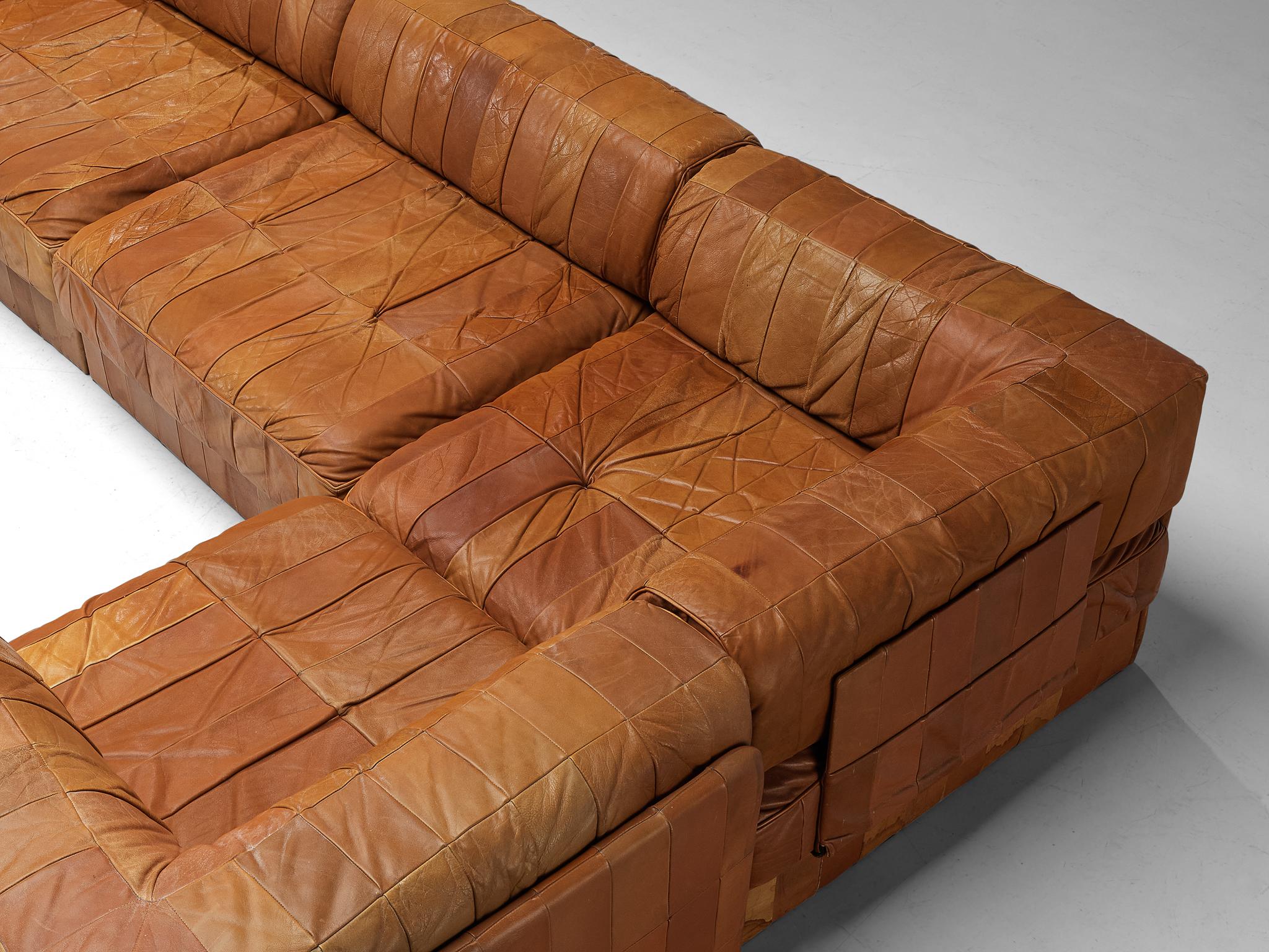 Swiss De Sede 'DS88' Sectional Sofa in Cognac Leather 