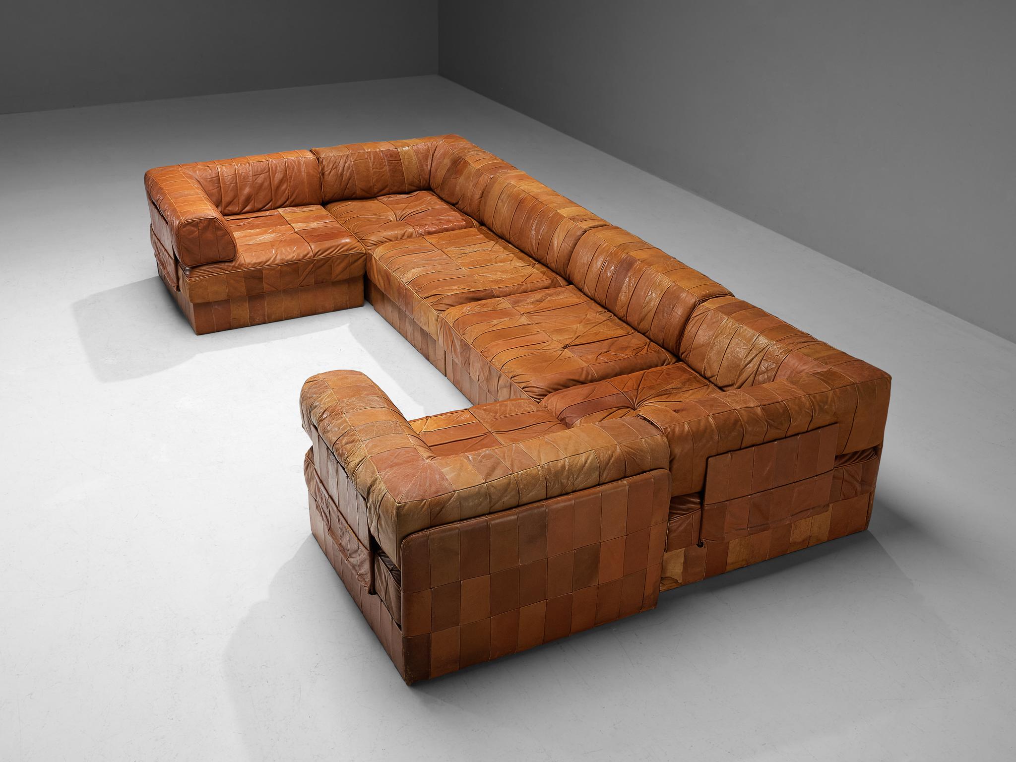 De Sede 'DS88' Sectional Sofa in Cognac Leather  In Good Condition In Waalwijk, NL