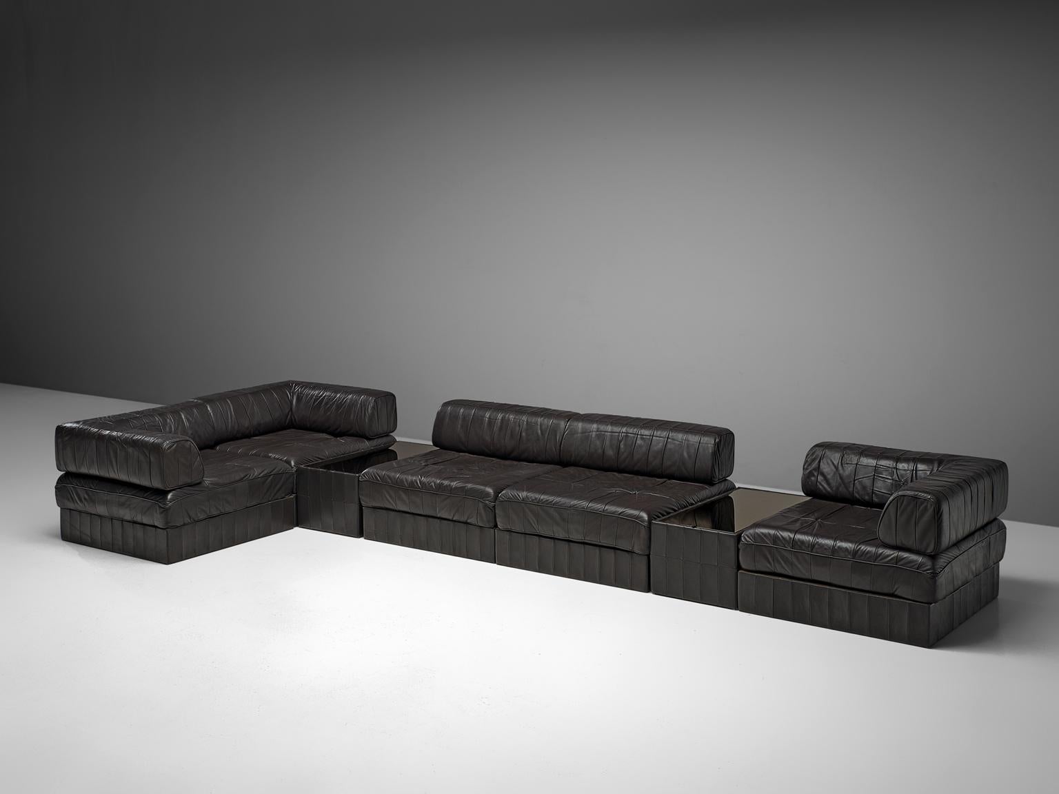 Mid-Century Modern De Sede 'DS88' Sectional Sofa in Dark Brown Leather