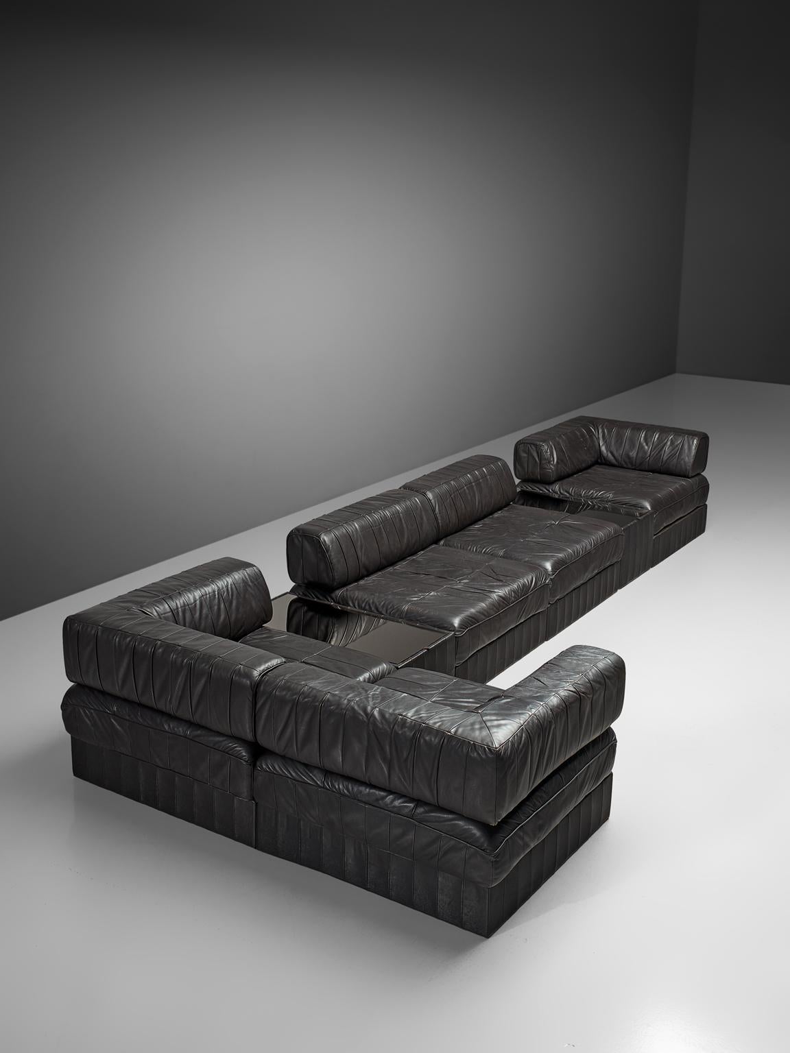 Swiss De Sede 'DS88' Sectional Sofa in Dark Brown Leather