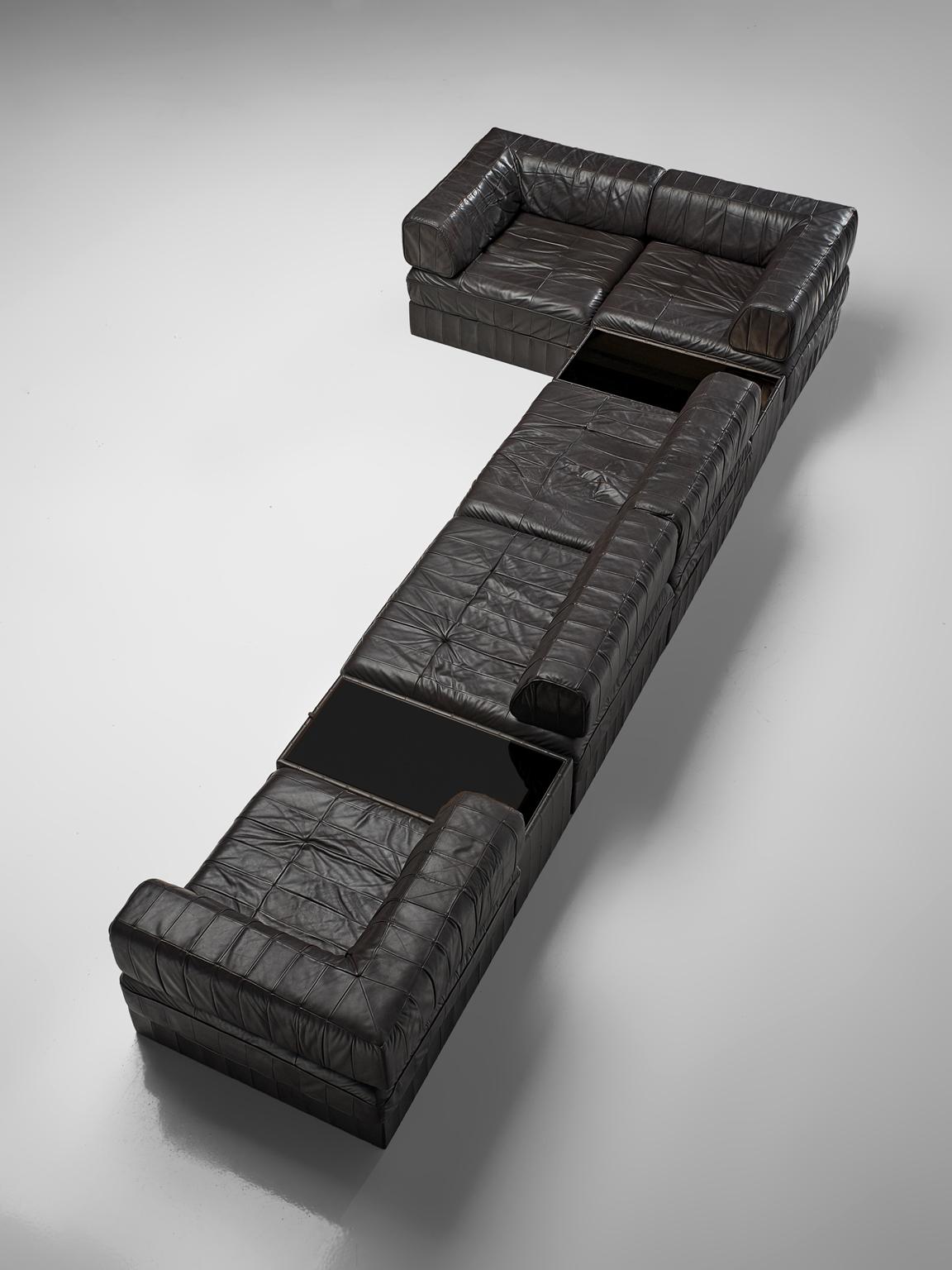De Sede 'DS88' Sectional Sofa in Dark Brown Leather In Good Condition In Waalwijk, NL