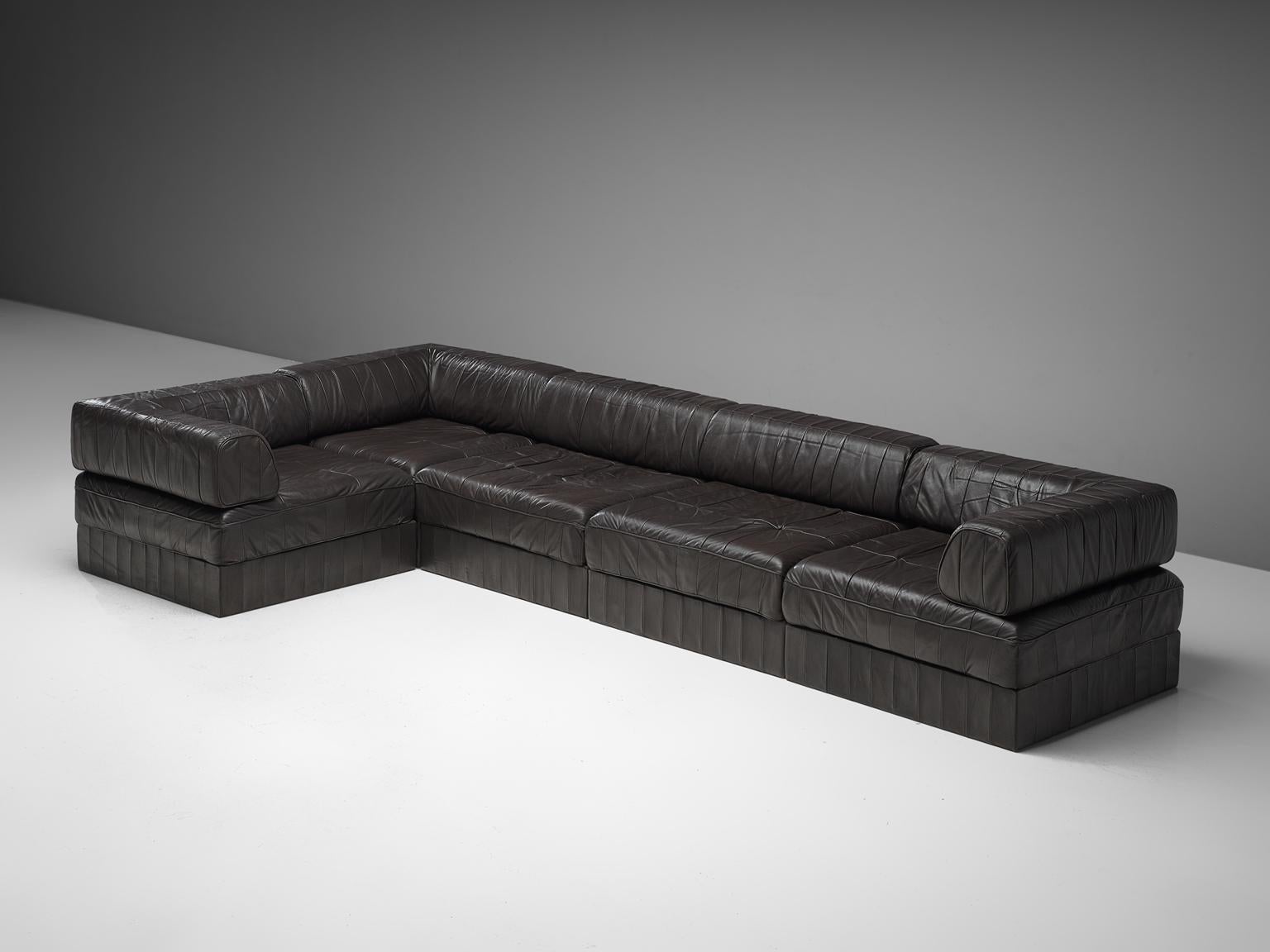 Late 20th Century De Sede 'DS88' Sectional Sofa in Dark Brown Leather