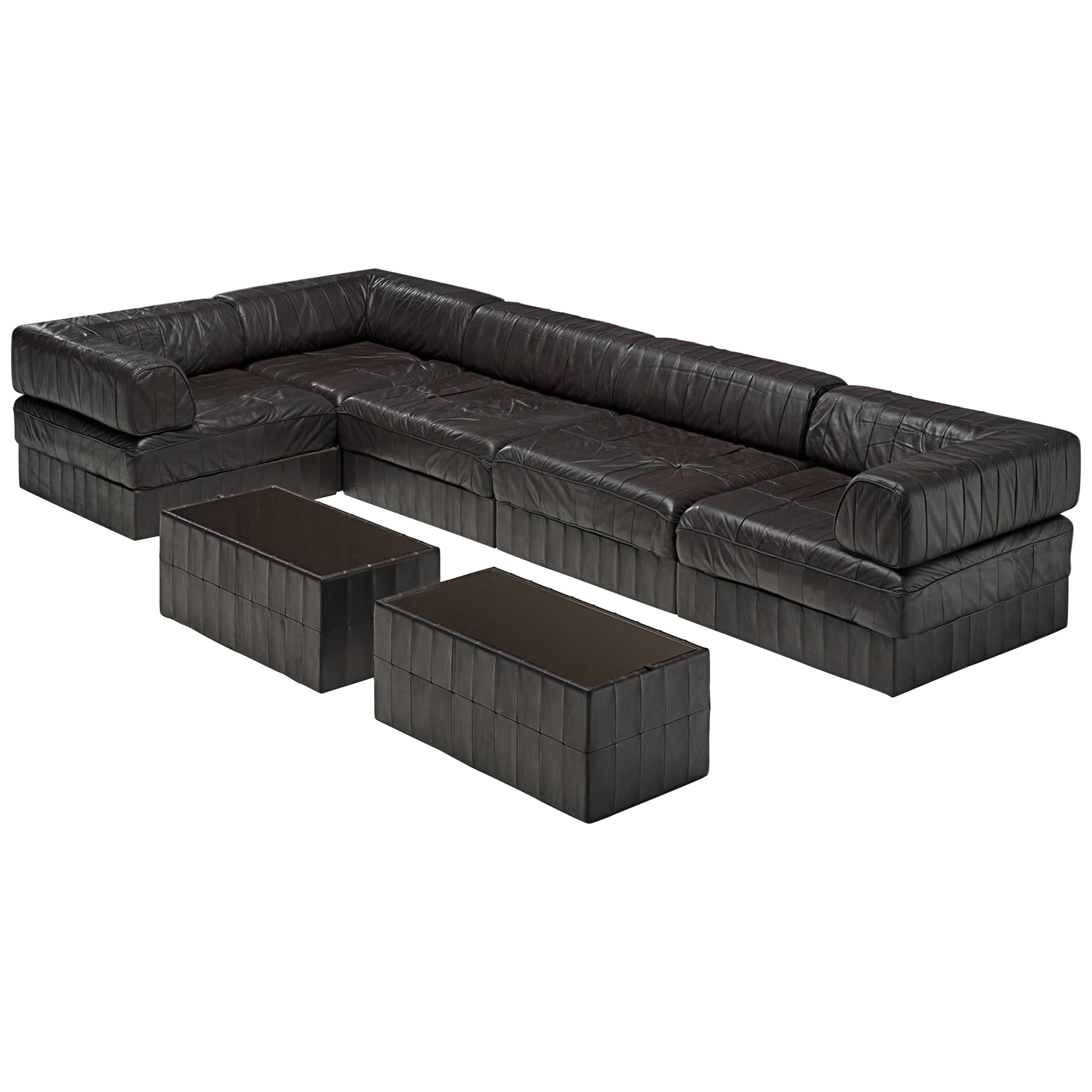 De Sede 'DS88' Sectional Sofa in Dark Brown Leather