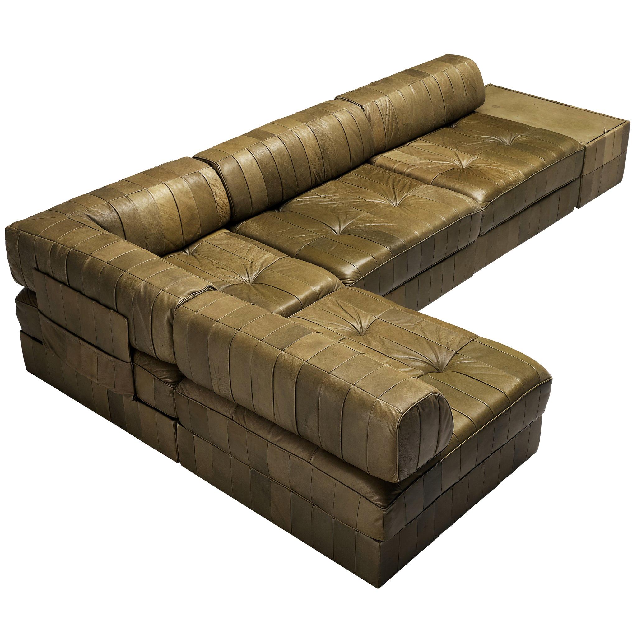 De Sede 'DS88' Sectional Sofa in Green Leather