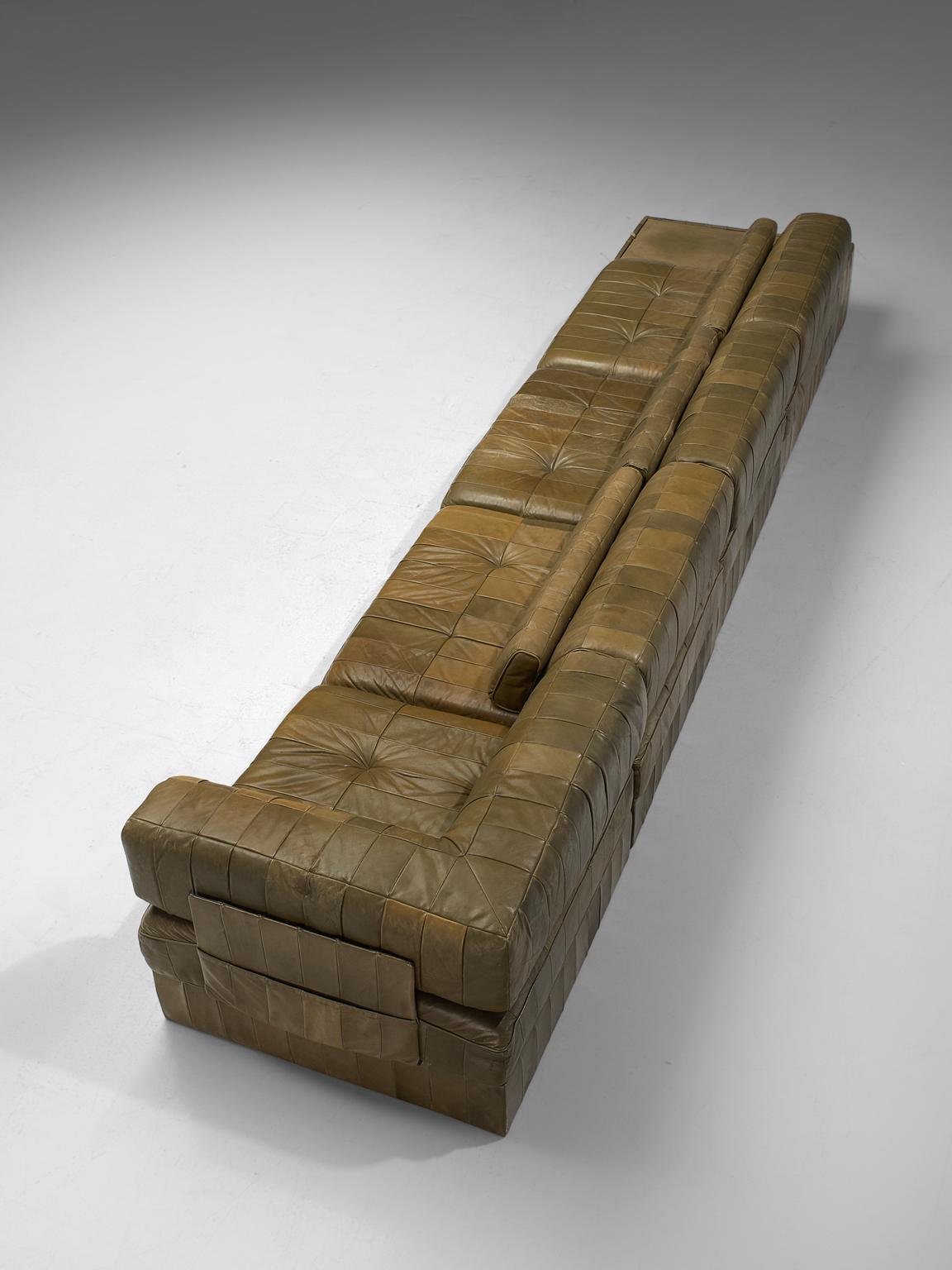olive green leather sectional sofa