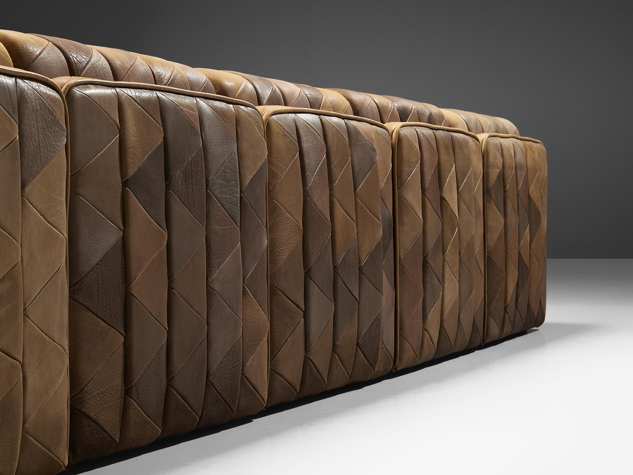 De Sede Extendable Patinated Sofa in Patchwork 4