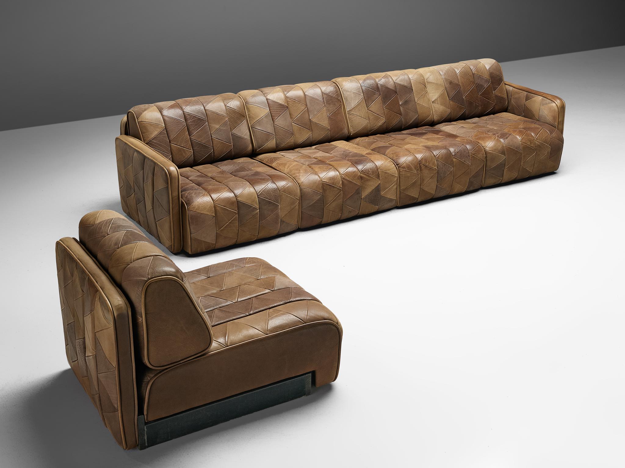De Sede Extendable Patinated Sofa in Patchwork 5