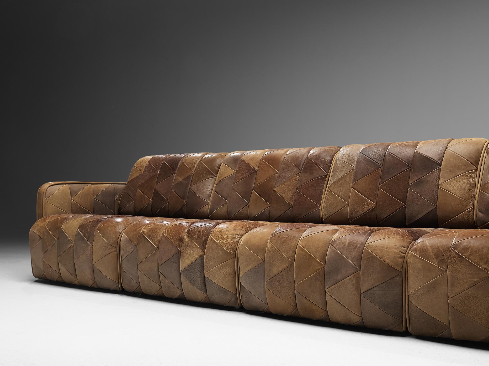 Late 20th Century De Sede Extendable Patinated Sofa in Patchwork