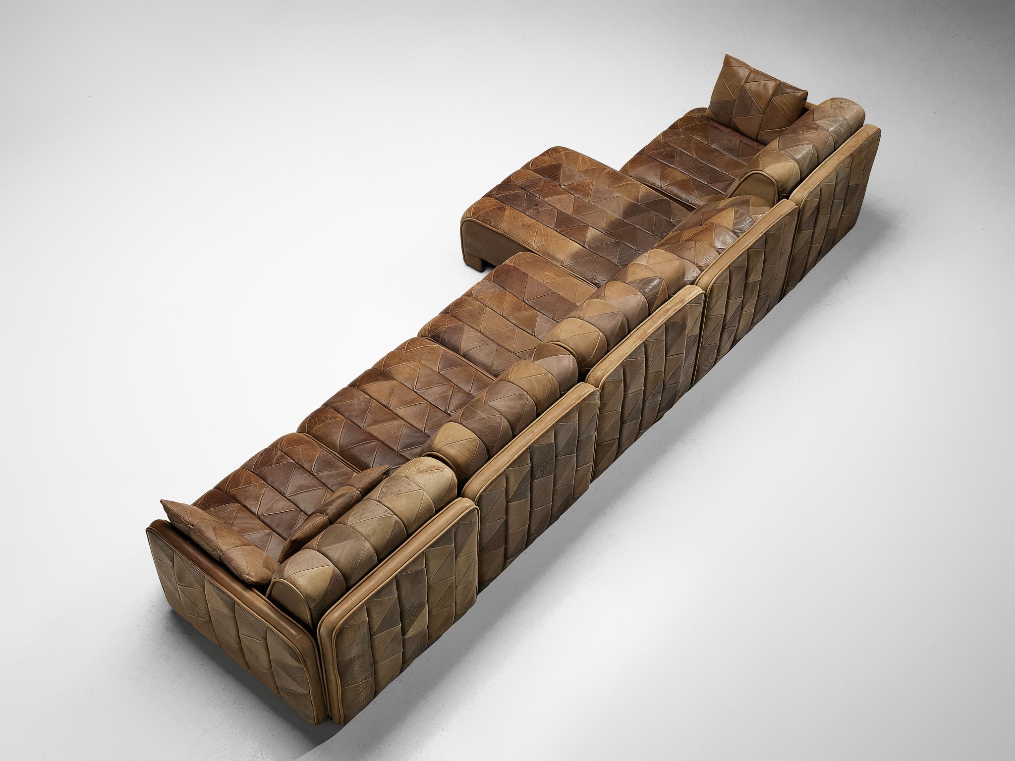 De Sede Extendable Patinated Sofa in Patchwork 1