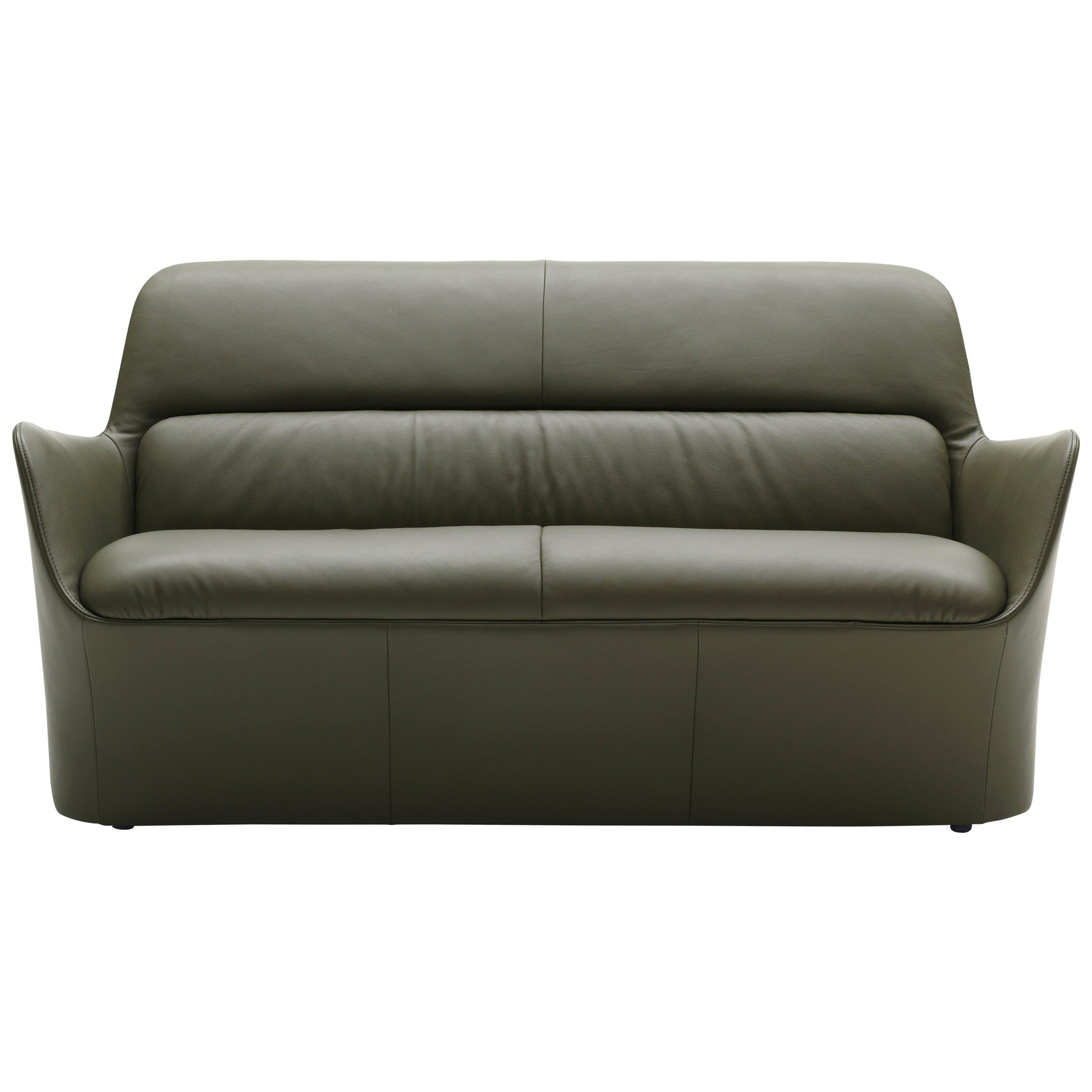 For Sale: Green (Olive) De Sede Fixed Leather Sofa by Alfredo Häberli