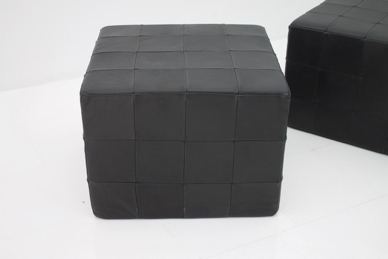 Swiss De Sede Footstools Cubes Leather Stool Ottoman Switzerland, 1970s For Sale