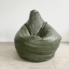 De Sede Forest Green Patchwork Leather Bean Bag, 1970s Switzerland