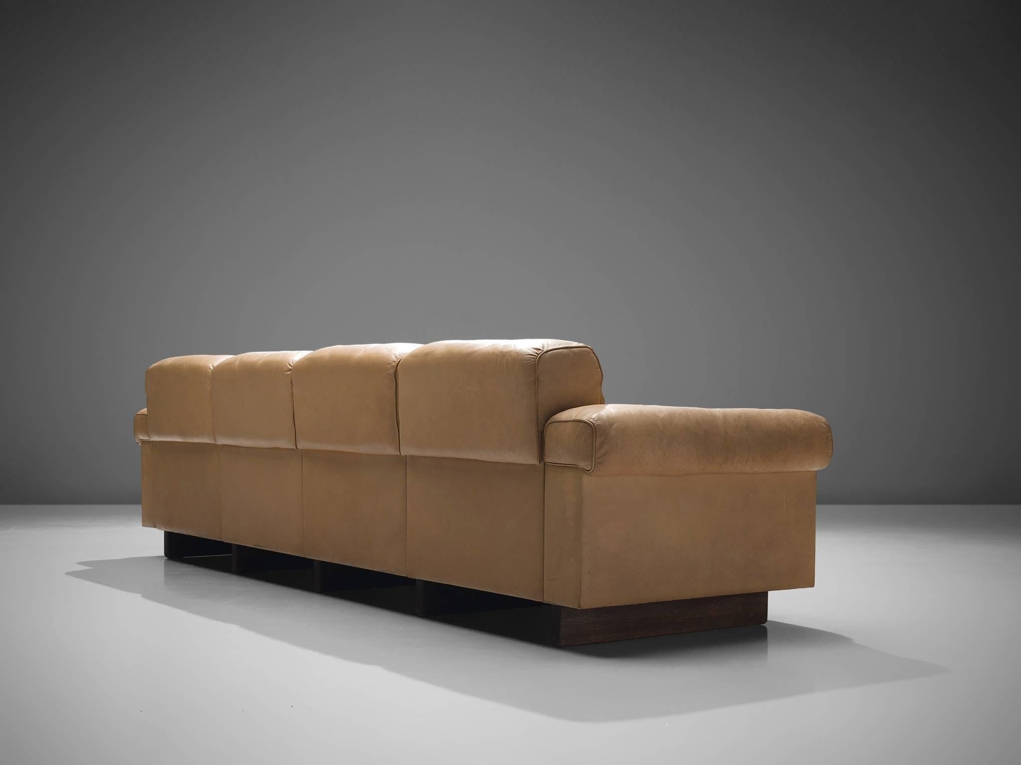 Post-Modern De Sede Four-Seat Leather Cognac Sofa