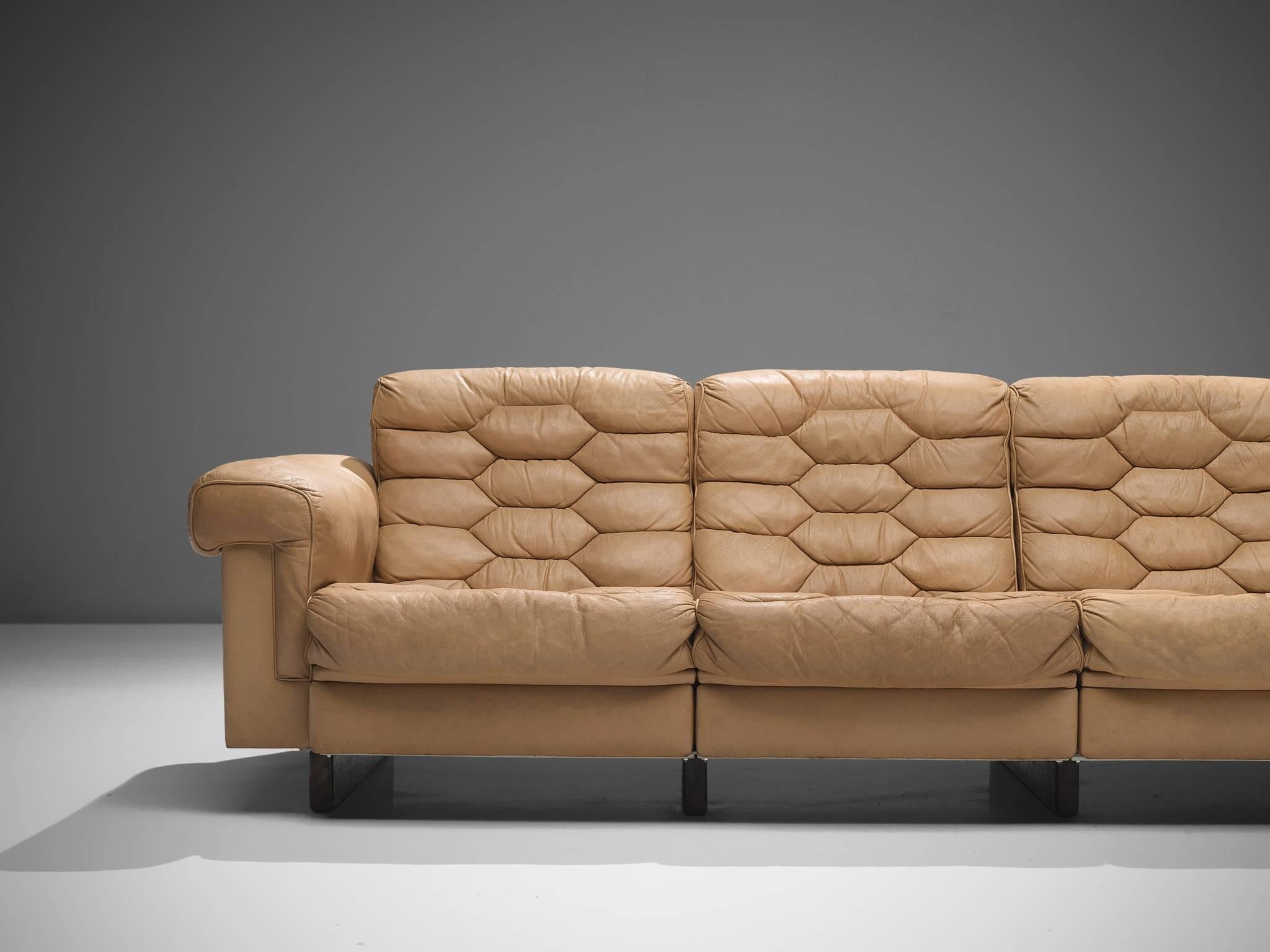 Swiss De Sede Four-Seat Leather Cognac Sofa