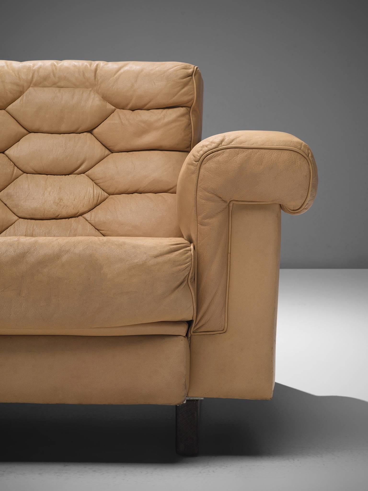 Late 20th Century De Sede Four-Seat Leather Cognac Sofa