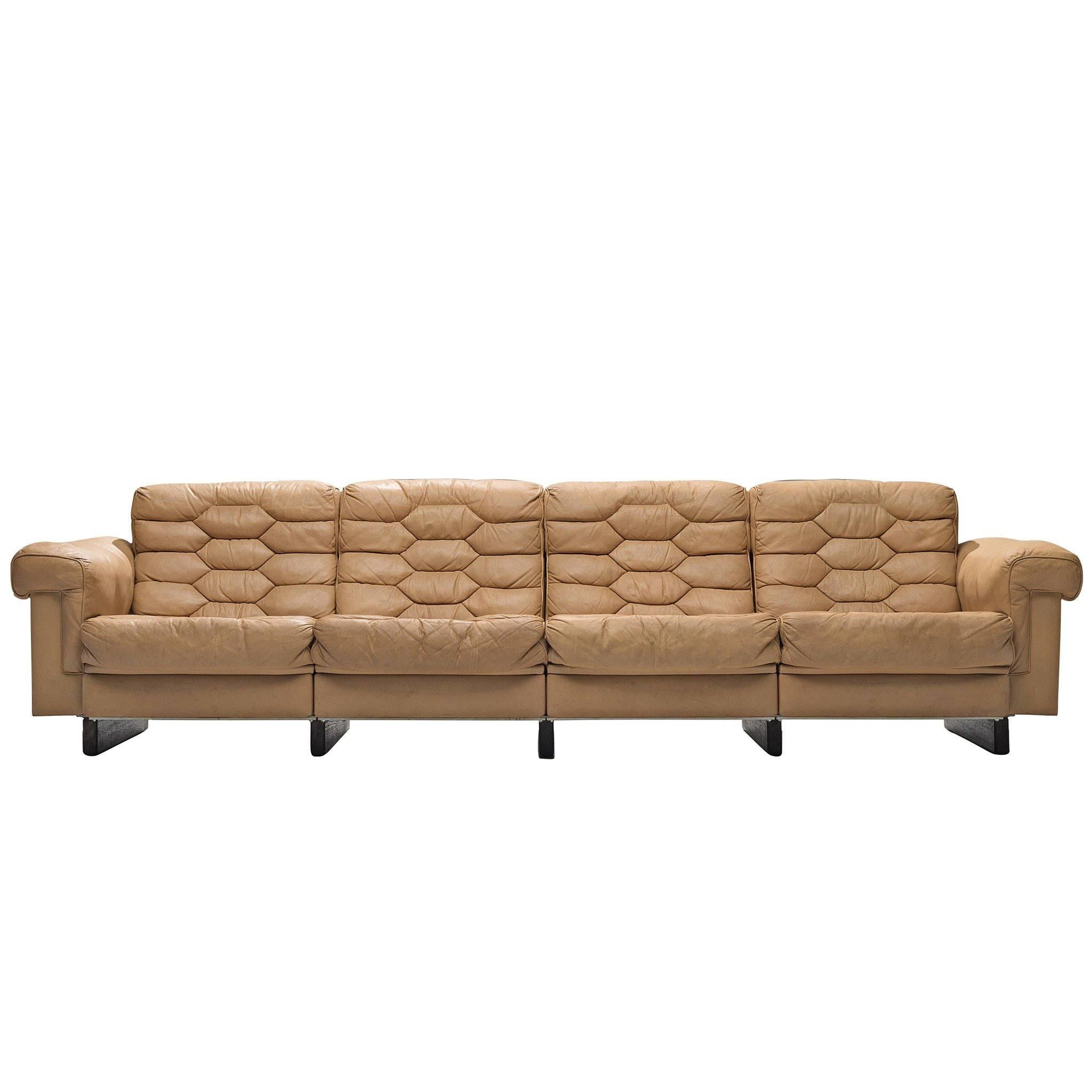 De Sede Four-Seat Leather Cognac Sofa