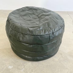 De Sede Green Leather Patchwork Ottoman, 1970s Switzerland