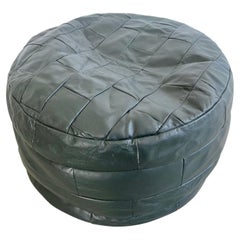 De Sede Green Leather Patchwork Ottoman, 1970s Switzerland
