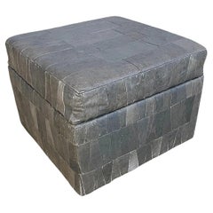 De Sede Gris Grey Patchwork Leather Storage Pouf, Ottoman, DeSede Switzerland