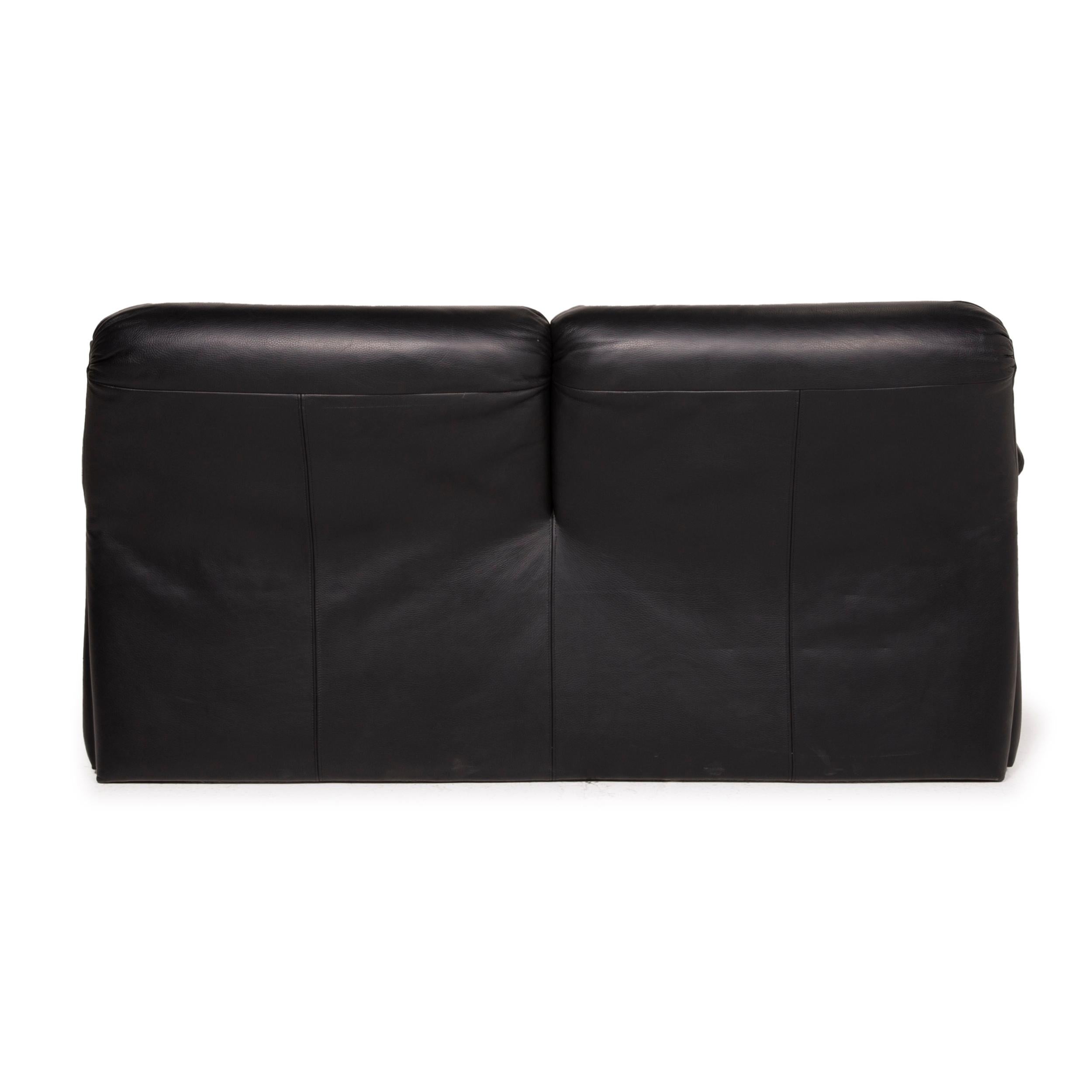 De Sede Hans Kaufeld Leather Sofa Black Two-Seater Function 4