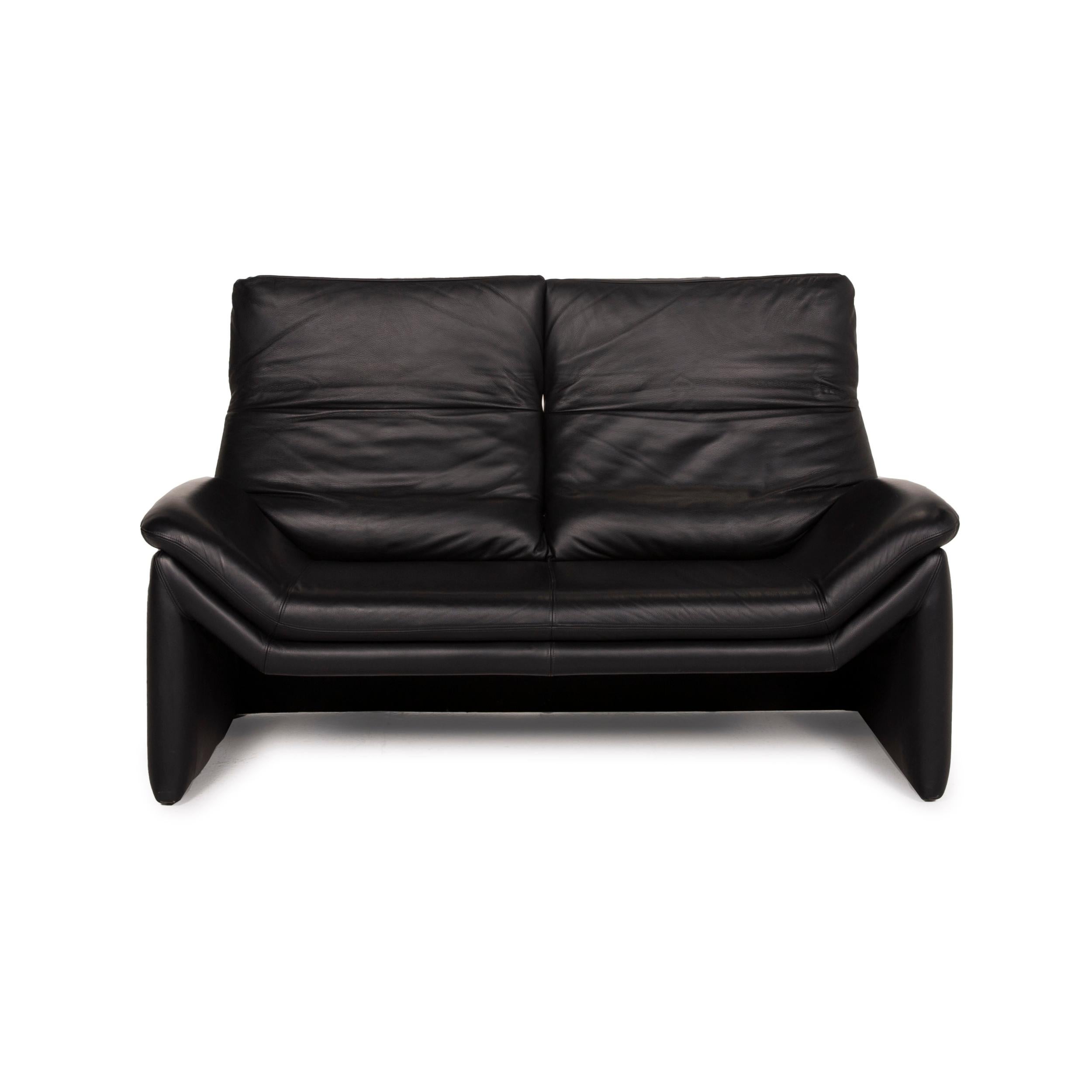 Modern De Sede Hans Kaufeld Leather Sofa Black Two-Seater Function