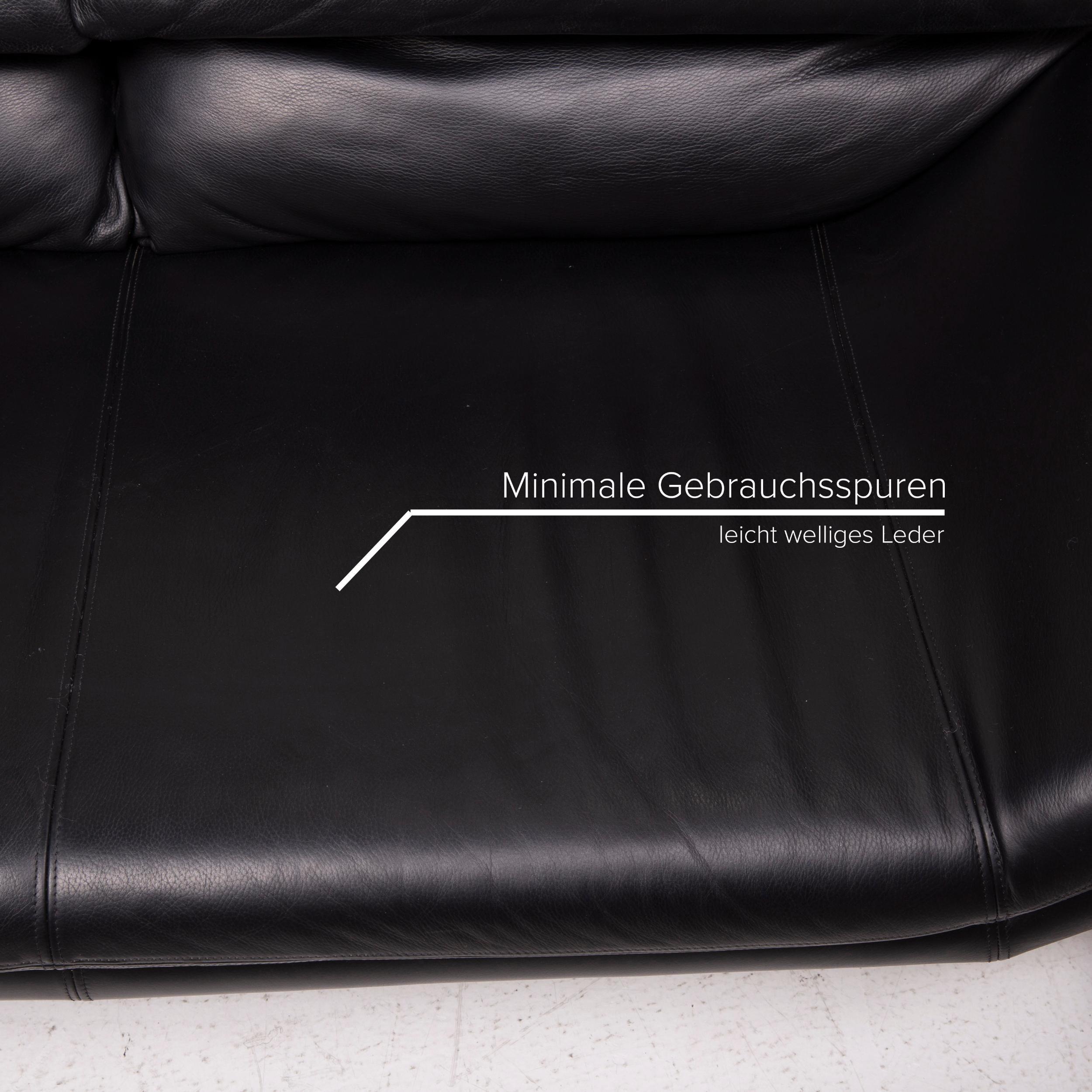 De Sede Hans Kaufeld Leather Sofa Black Two-Seater Function In Good Condition In Cologne, DE