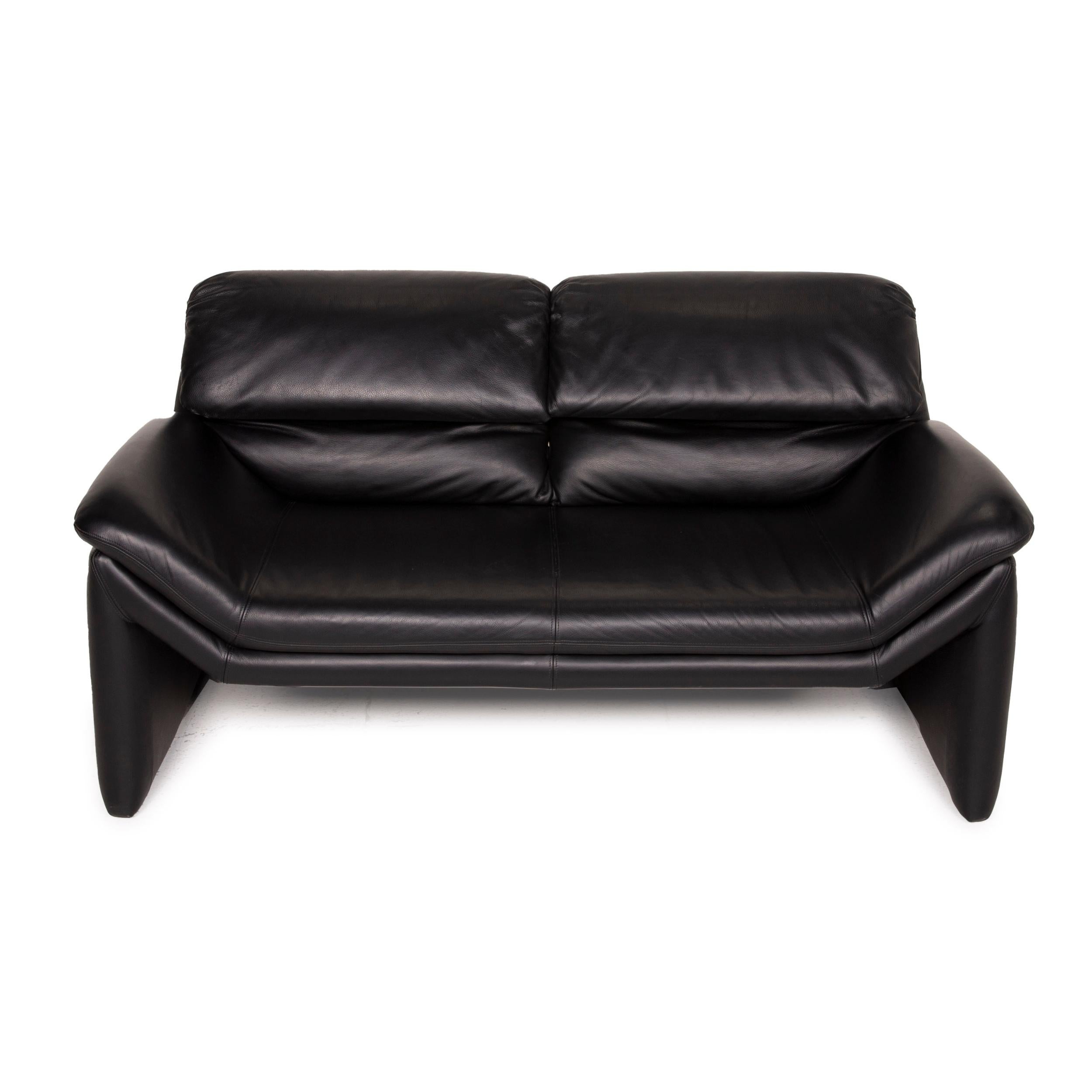 De Sede Hans Kaufeld Leather Sofa Black Two-Seater Function 2