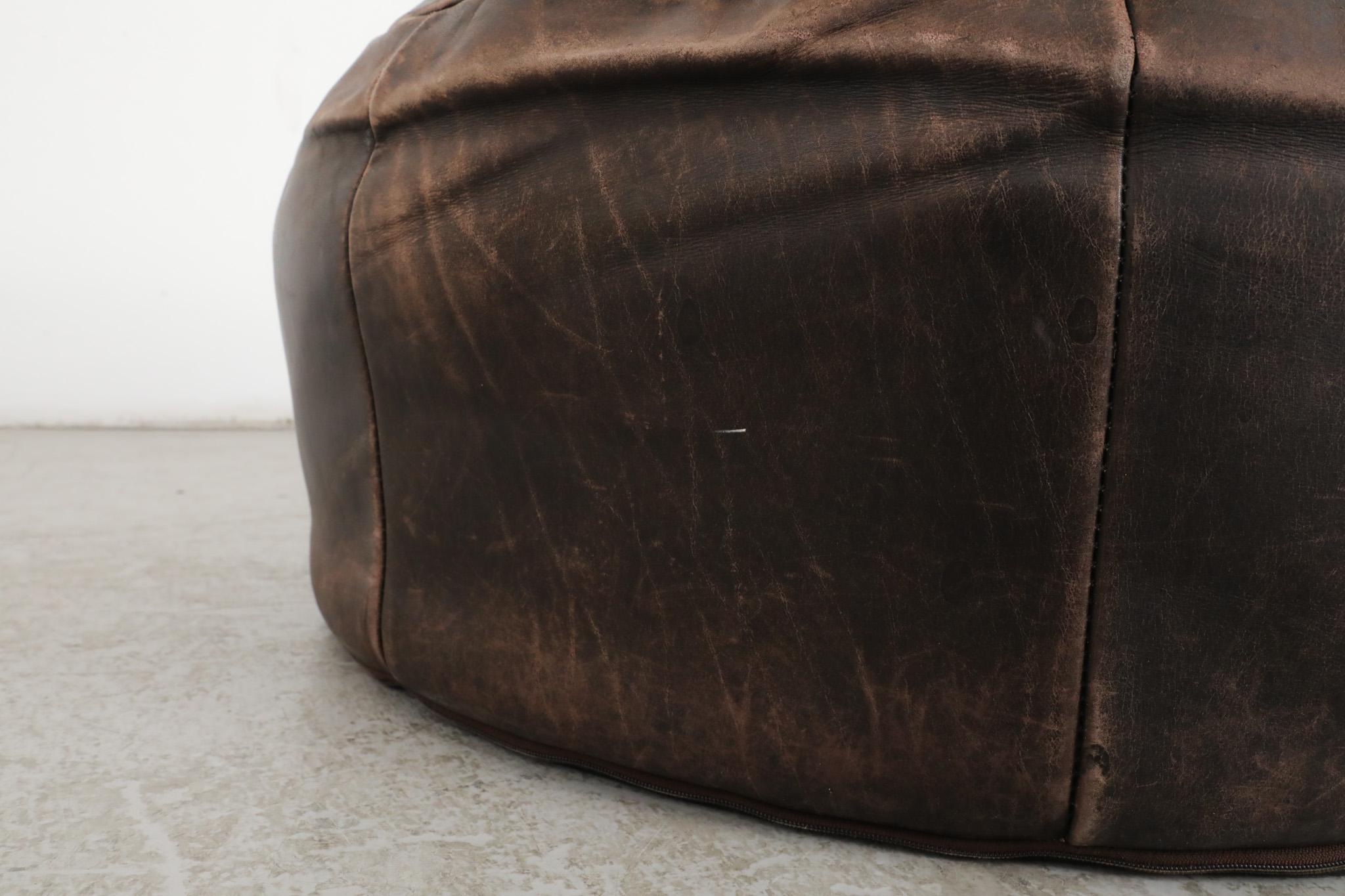 Mid-20th Century De Sede Inspired Mid-Century Leather Patchwork Ottoman
