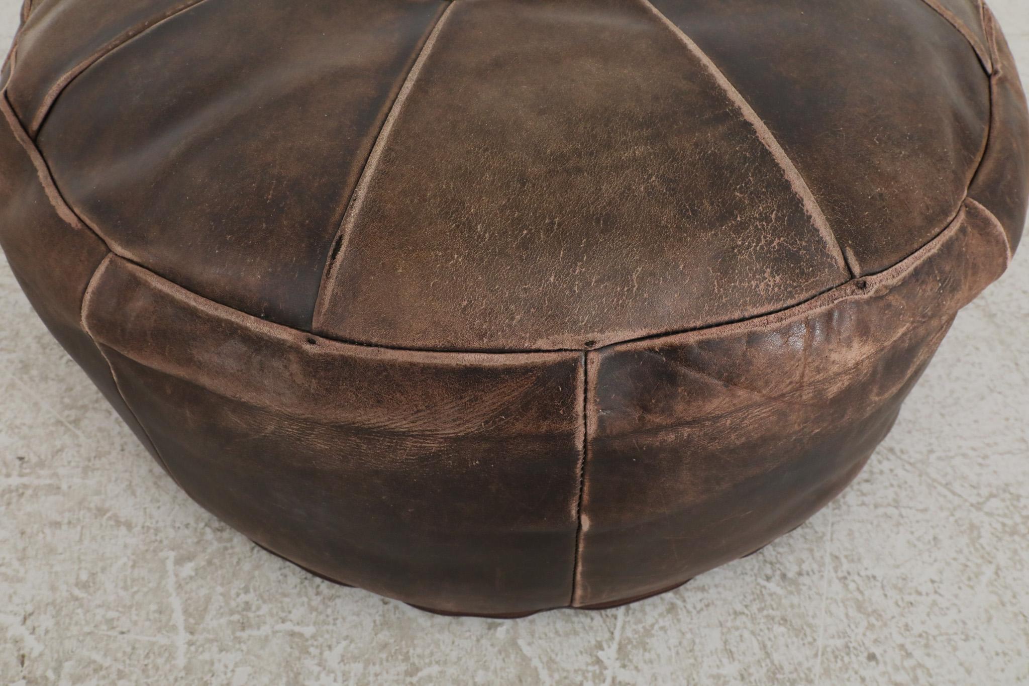 De Sede Inspired Mid-Century Leather Patchwork Ottoman 1