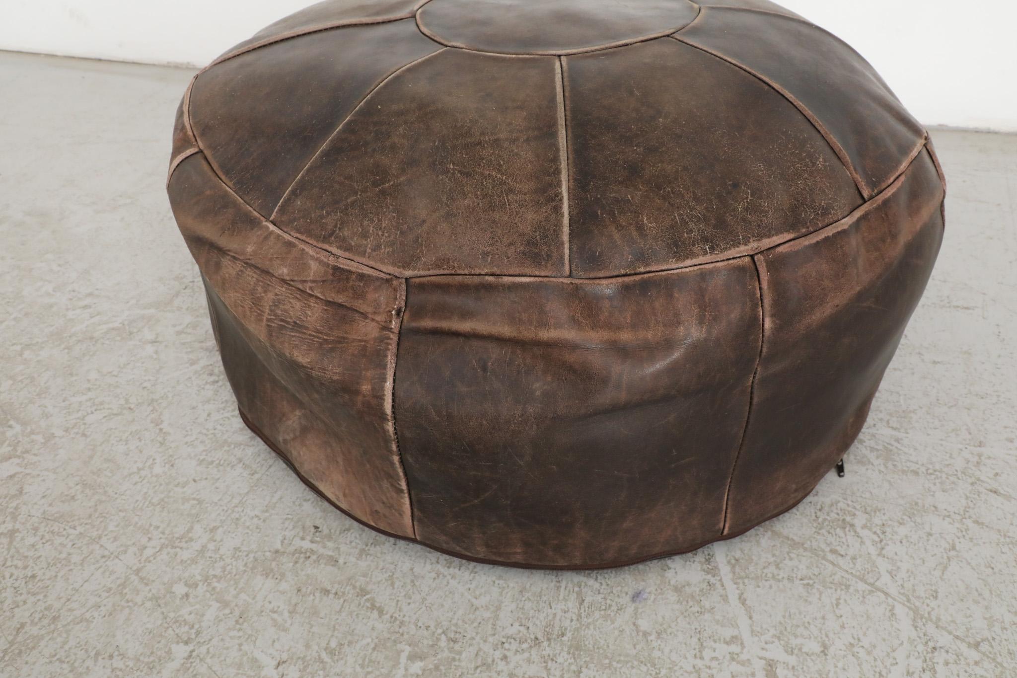 De Sede Inspired Mid-Century Leather Patchwork Ottoman 2