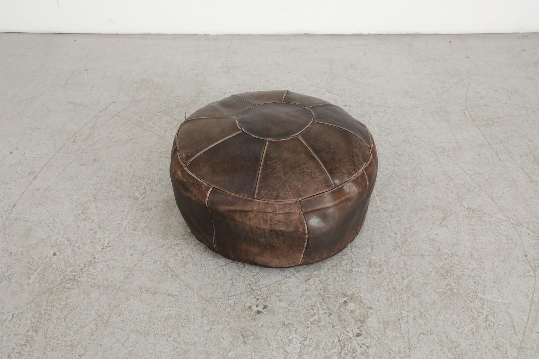 De Sede Inspired Mid-Century Leather Patchwork Ottoman For Sale 3
