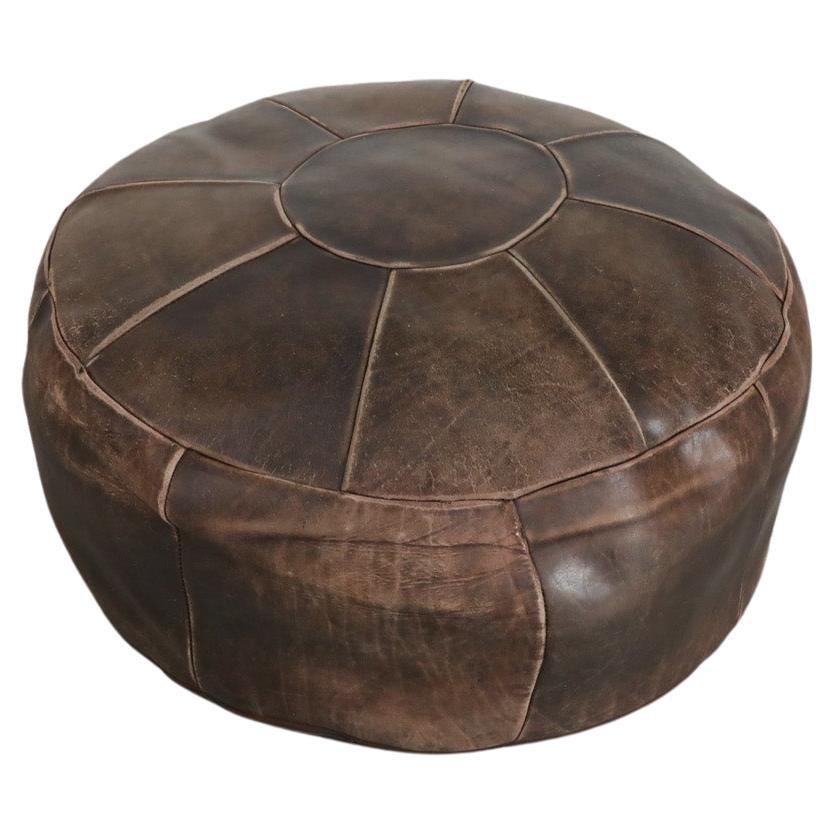 De Sede Inspired Mid-Century Leather Patchwork Ottoman