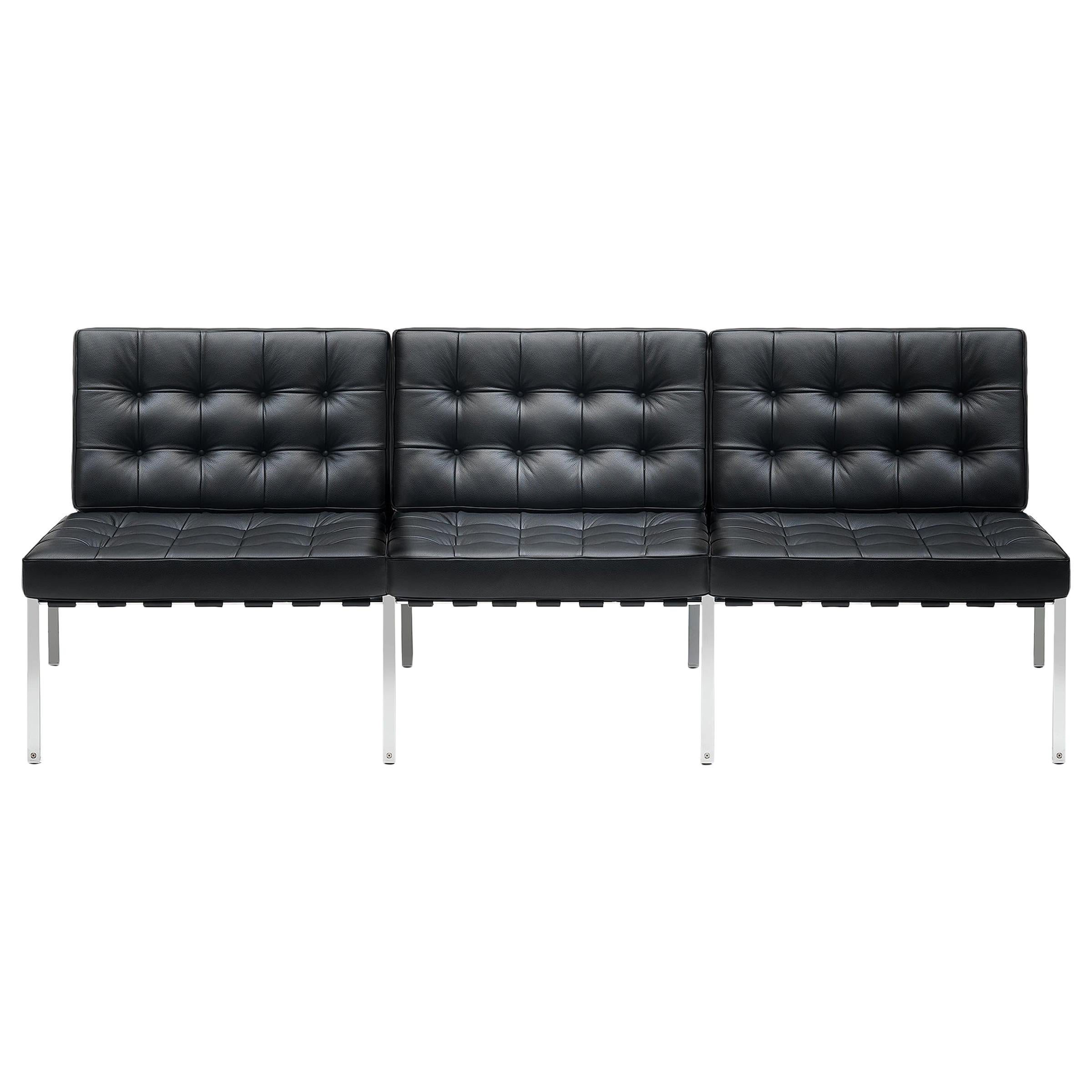 De Sede KT-221 Three-Seat Sofa in Black Upholstery by Kurt Thut