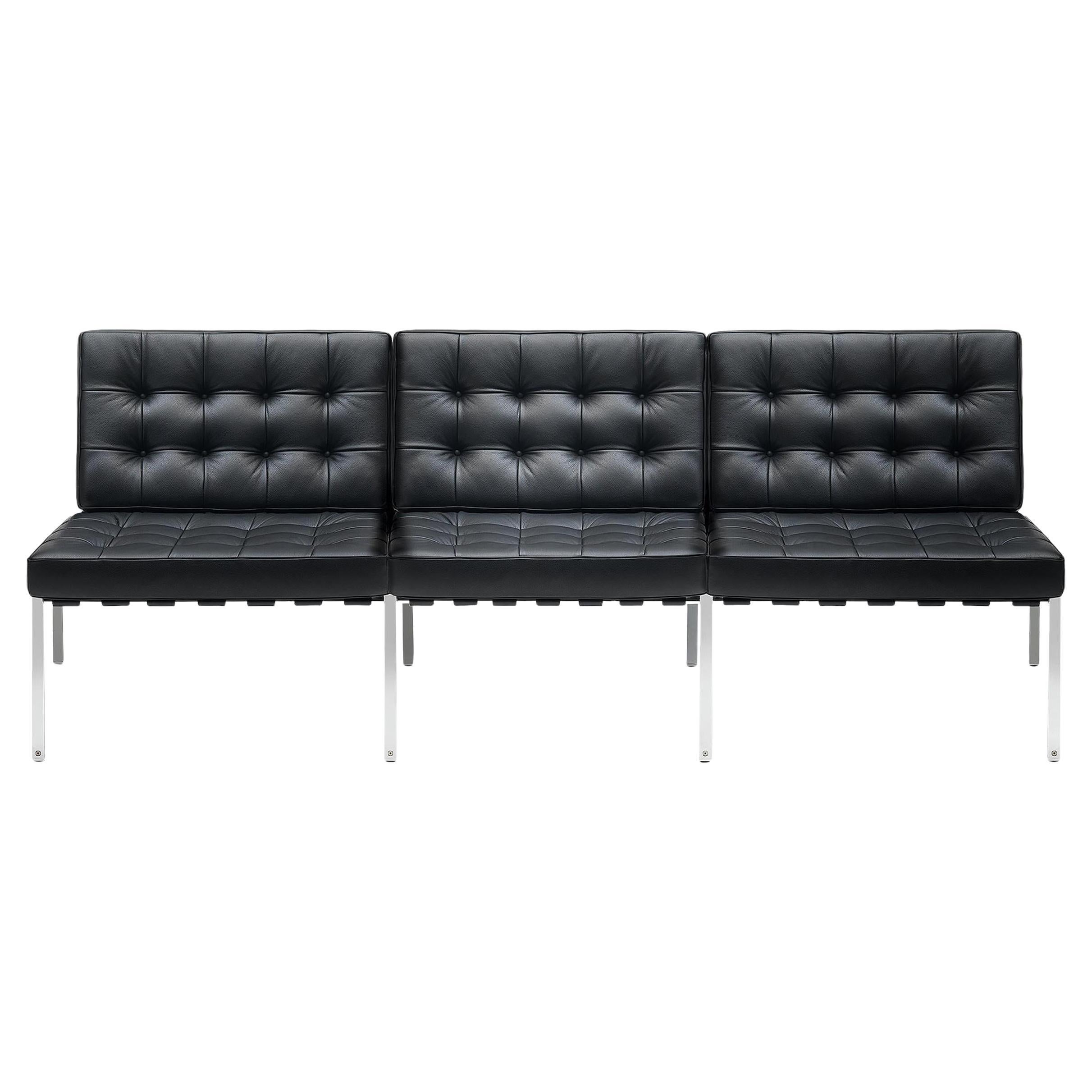 De Sede KT-221 Three-Seat Sofa in Black Upholstery by Kurt Thut For Sale