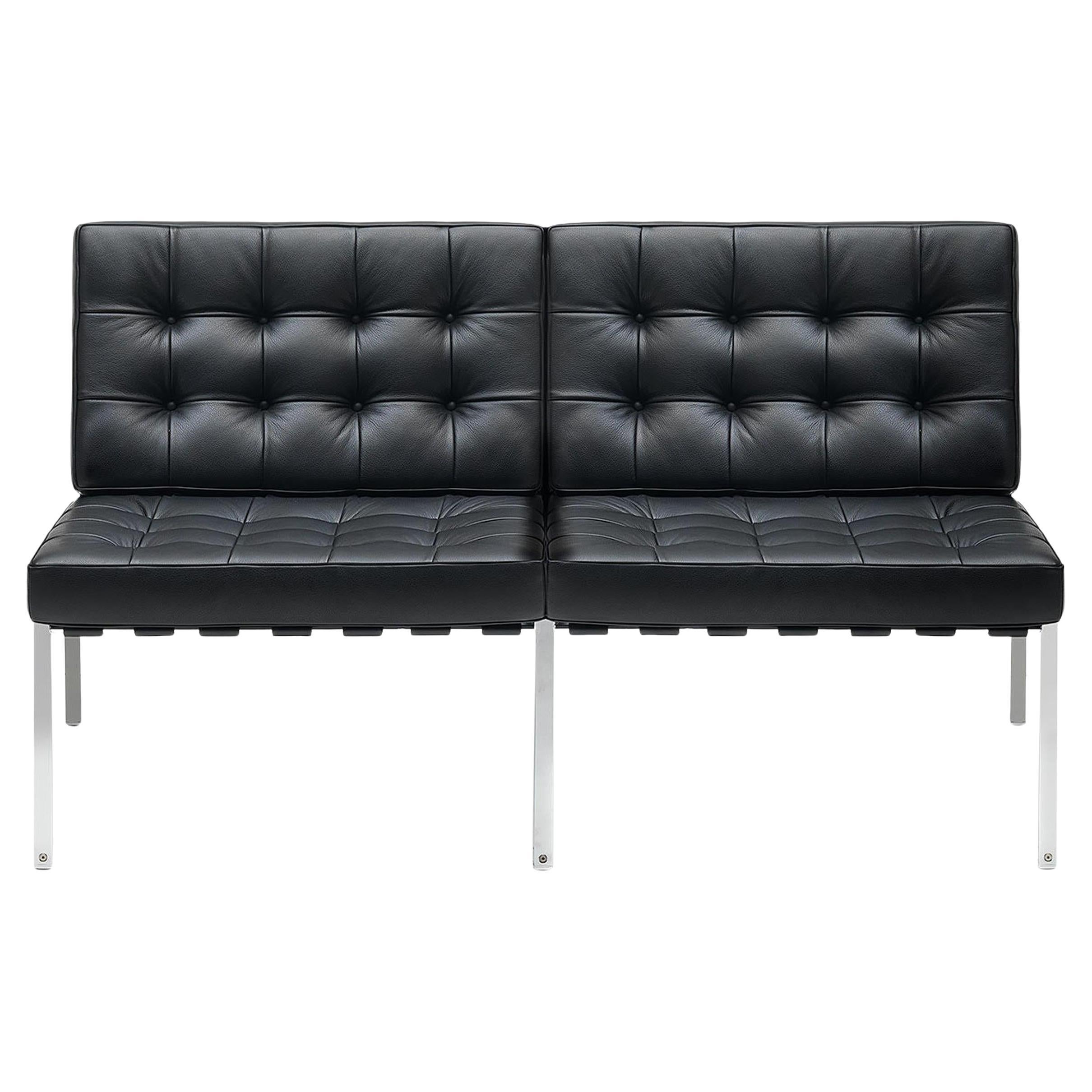 De Sede KT-221 Two-Seat Sofa in Black Upholstery by Kurt Thut For Sale