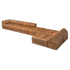 De Sede Large Sectional Sofa in Cognac Leather
