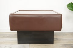 Leather and Glass Square Coffee Table