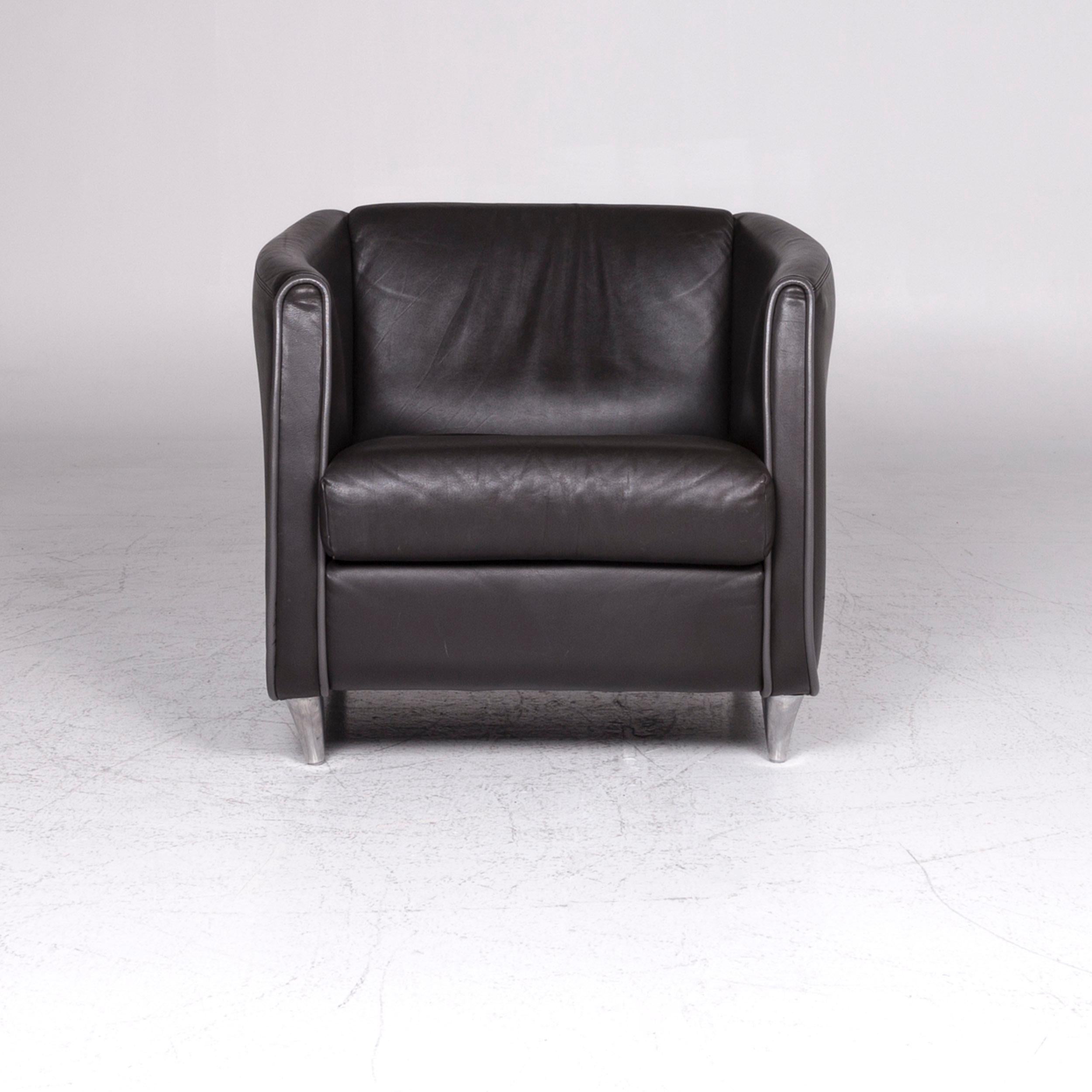 Swiss De Sede Leather Armchair Black For Sale