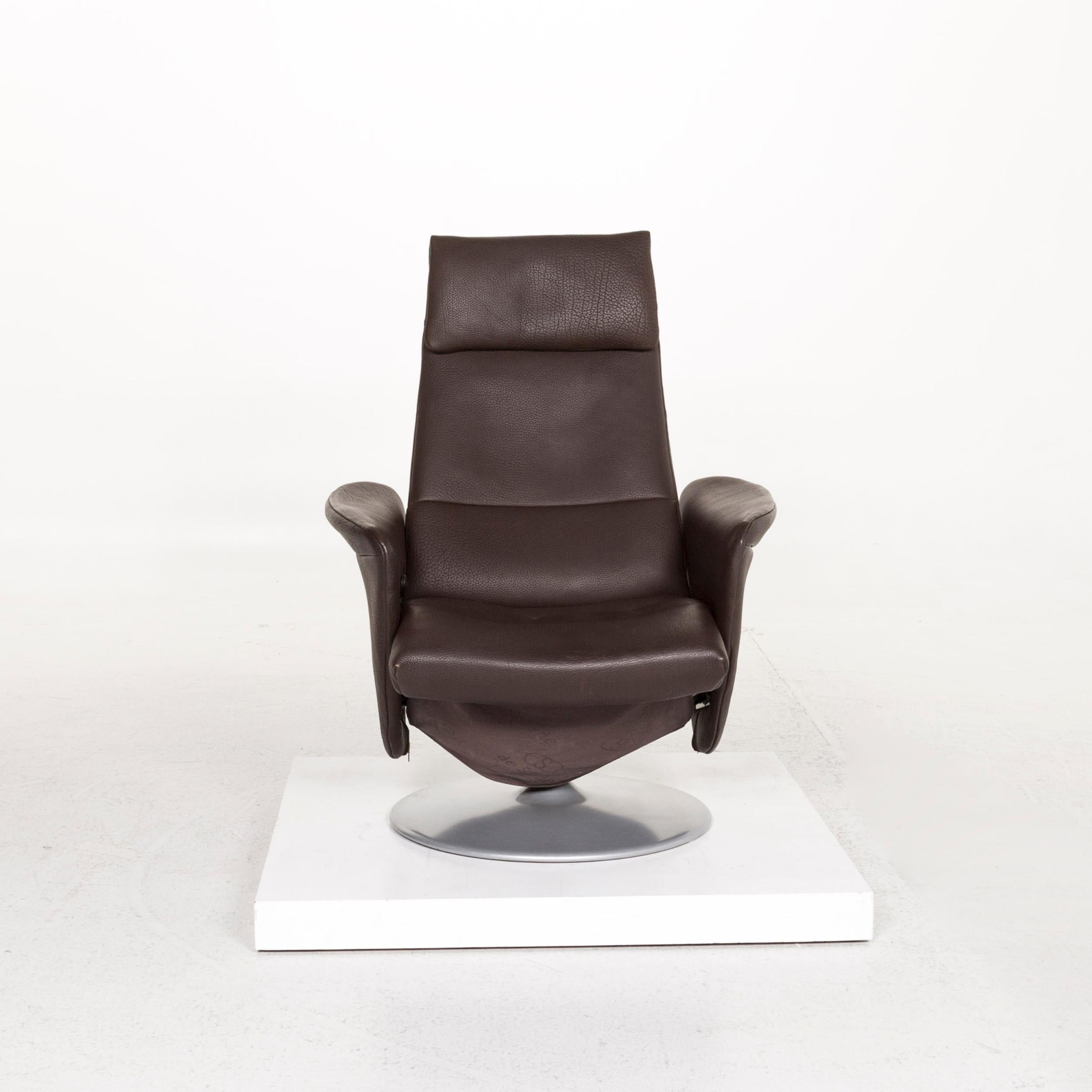 Contemporary De Sede Leather Armchair Brown Dark Brown Function Relax Function Relax Armchair For Sale