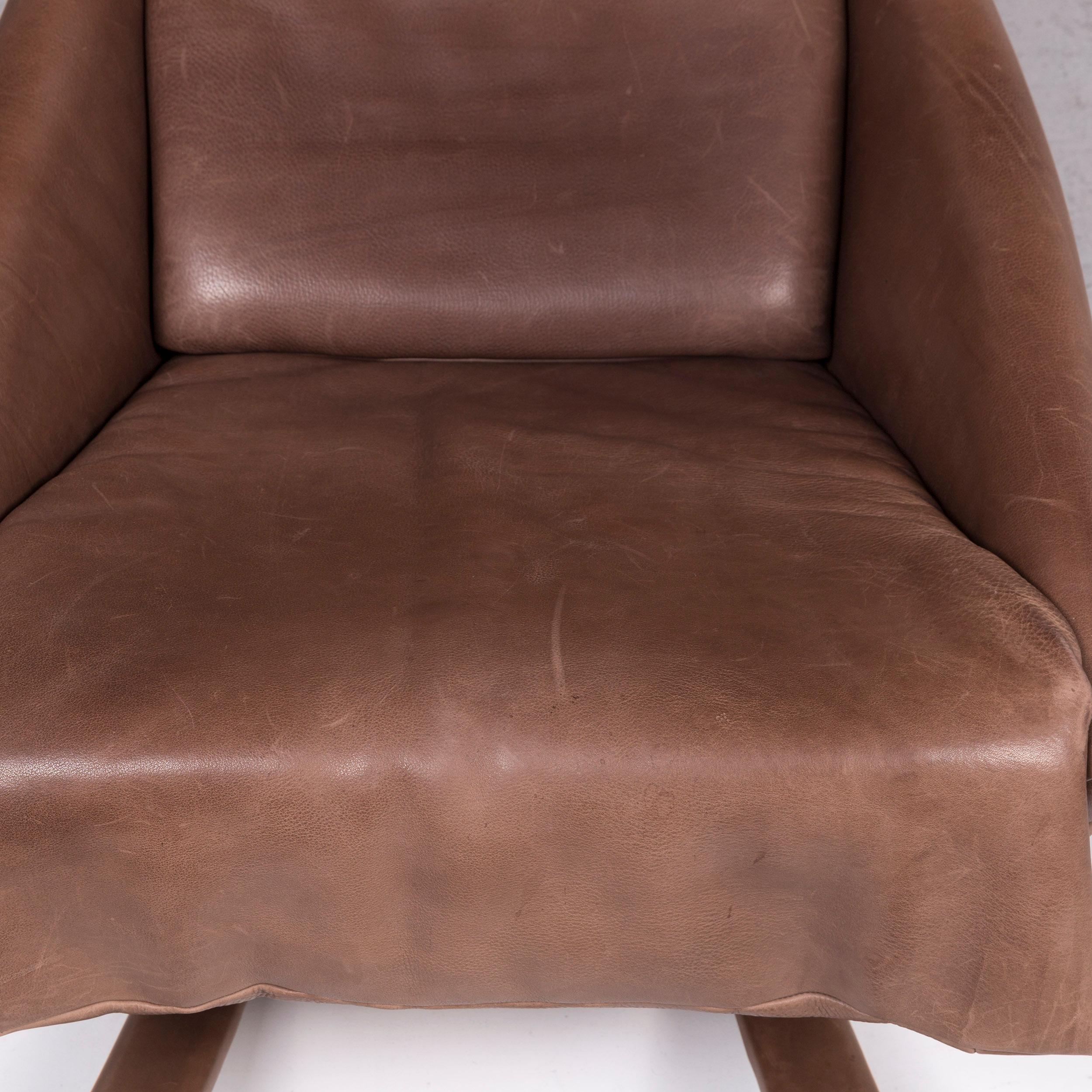 Swiss De Sede Leather Armchair Brown Rocking Chair