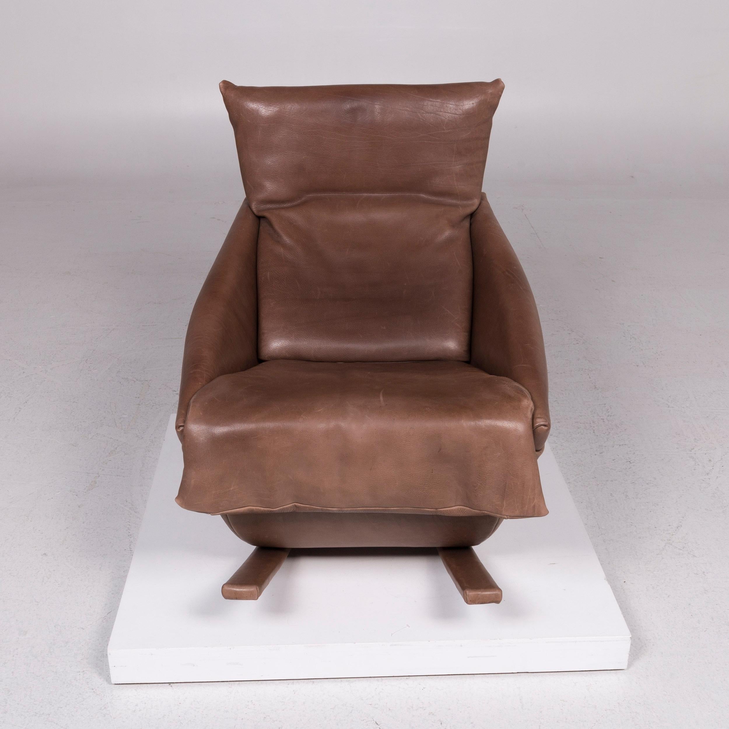 Contemporary De Sede Leather Armchair Brown Rocking Chair