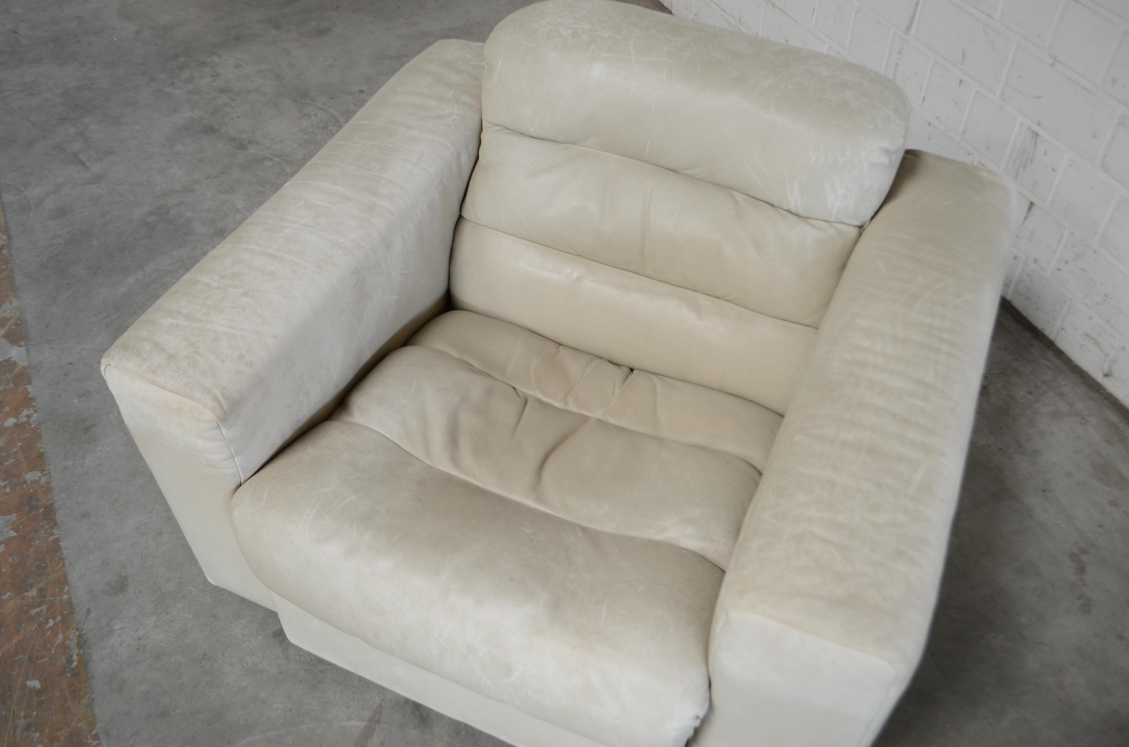 De Sede Leather Armchair DS 105 Ecru White For Sale 10