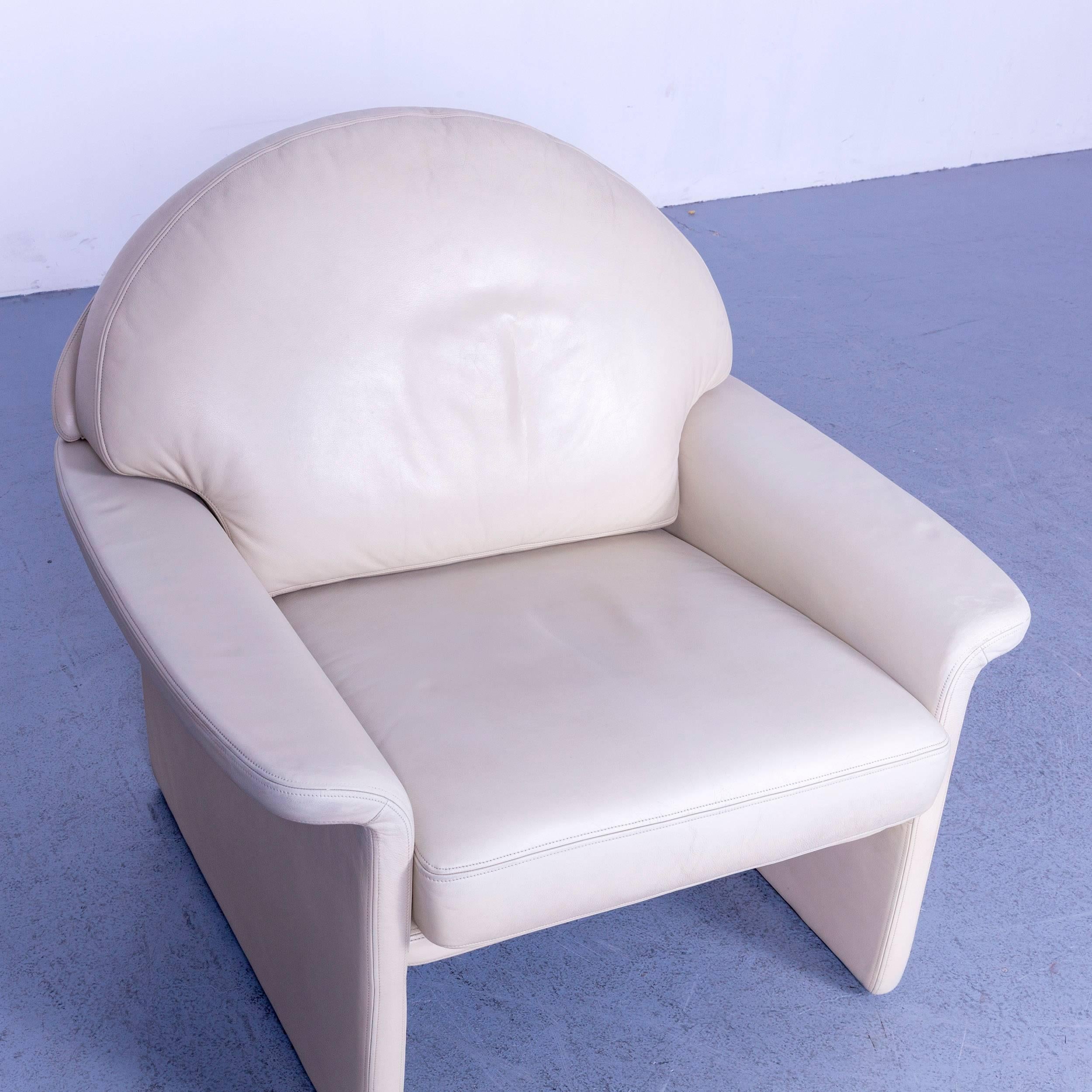 Contemporary De Sede Leather Armchair Off-White One-Seat Chair