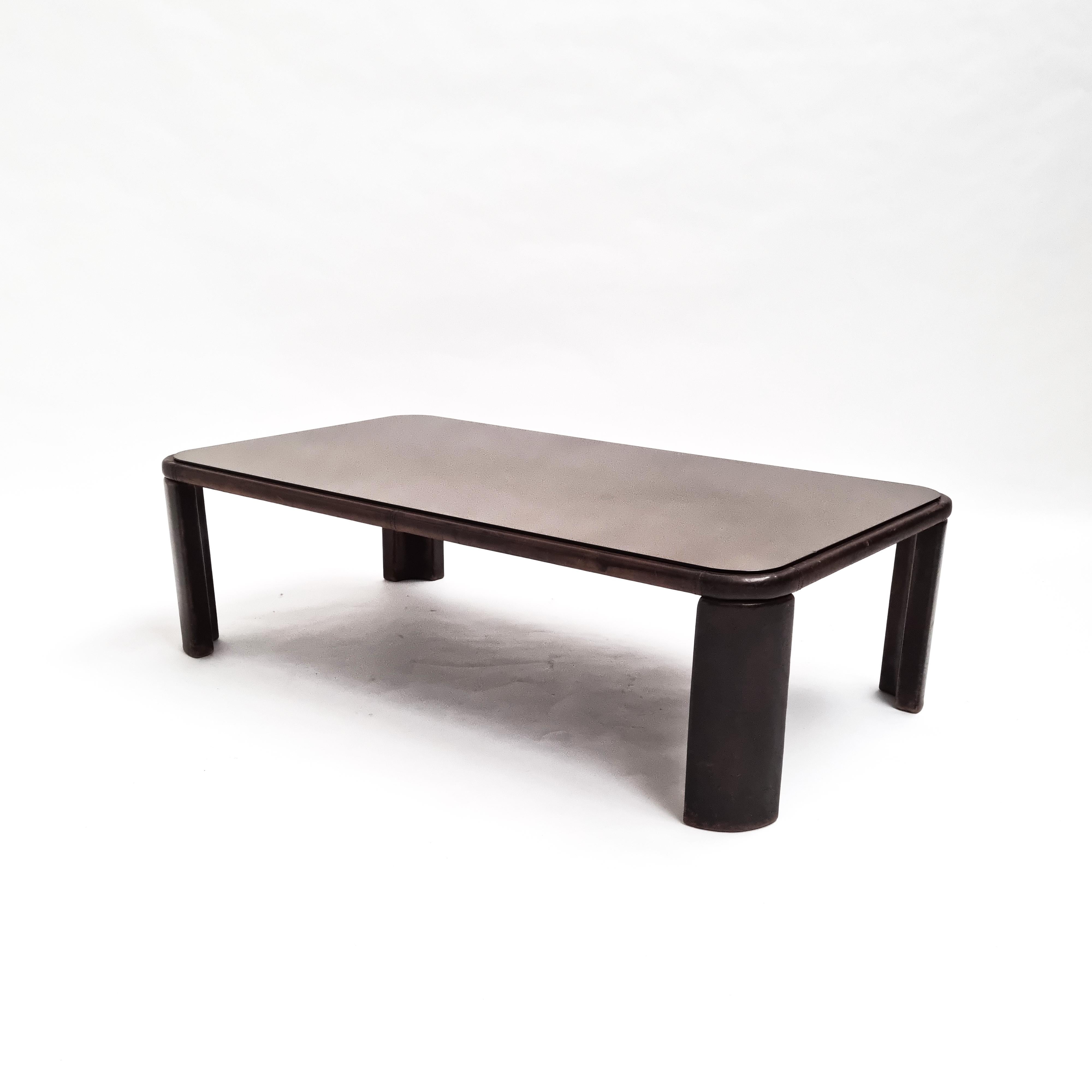 Mid-Century Modern De Sede Leather Coffee Table, Switzerland, 1970s For Sale