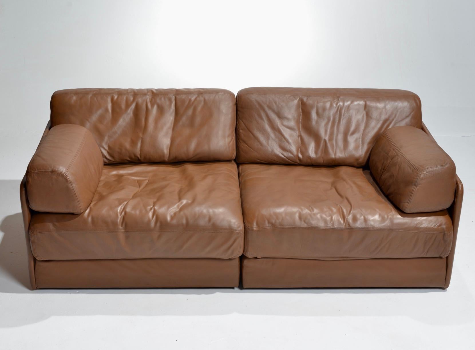 Mid-Century Modern De Sede Leather Convertible Sofa Bed