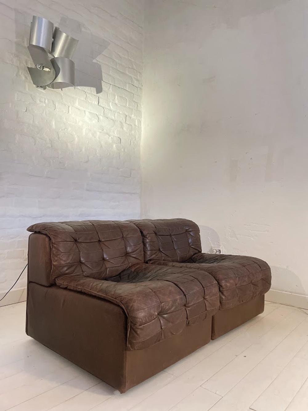 De Sede Leather DS11 Modular 2-seater Sofa 1960s Switzerland 5