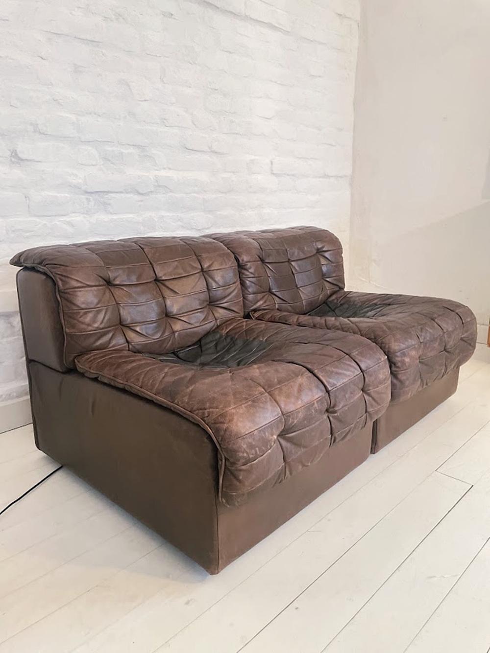 De Sede Leather DS11 Modular 2-seater Sofa 1960s Switzerland 6