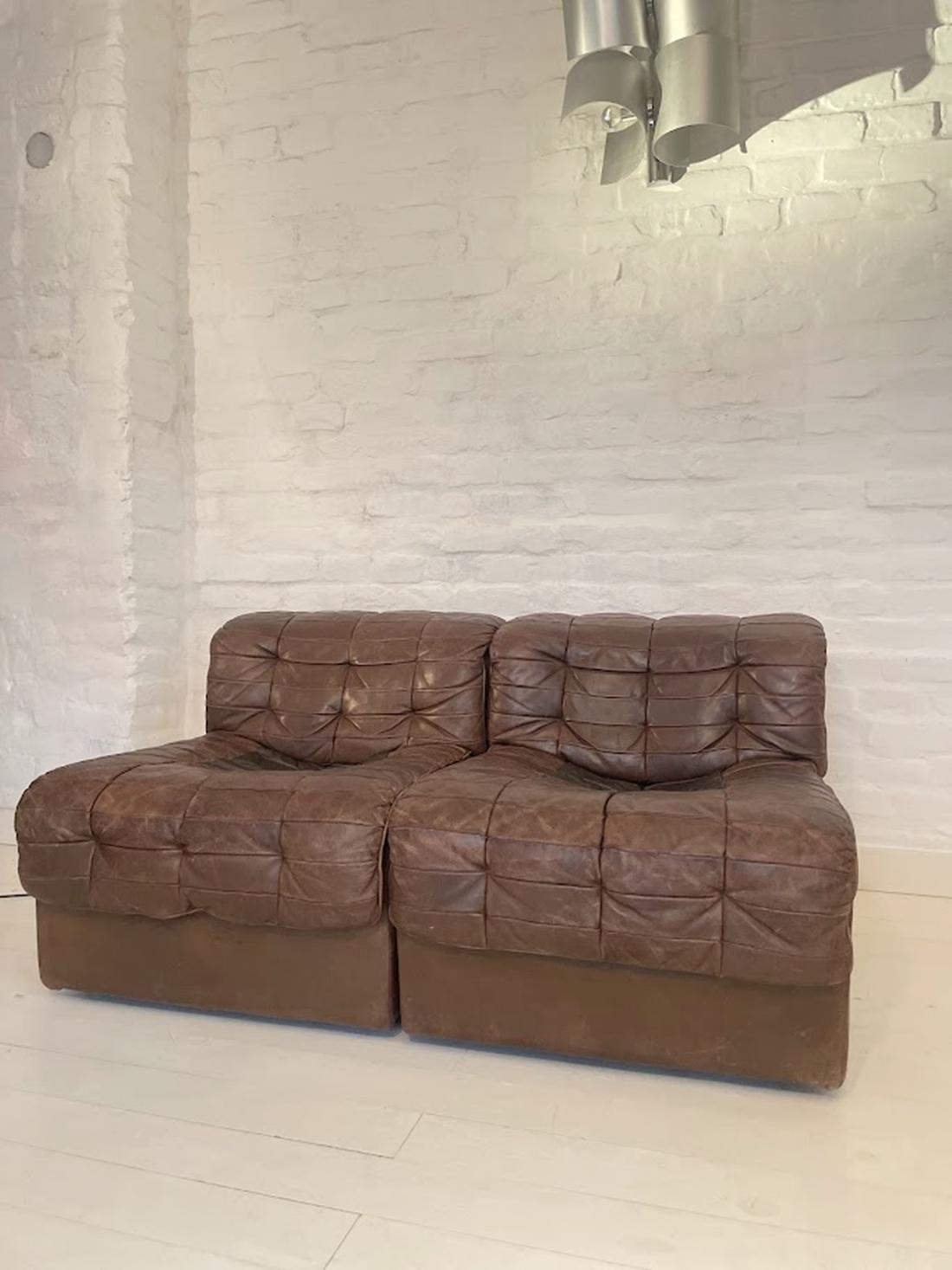 De Sede Leather DS11 Modular 2-seater Sofa 1960s Switzerland 7